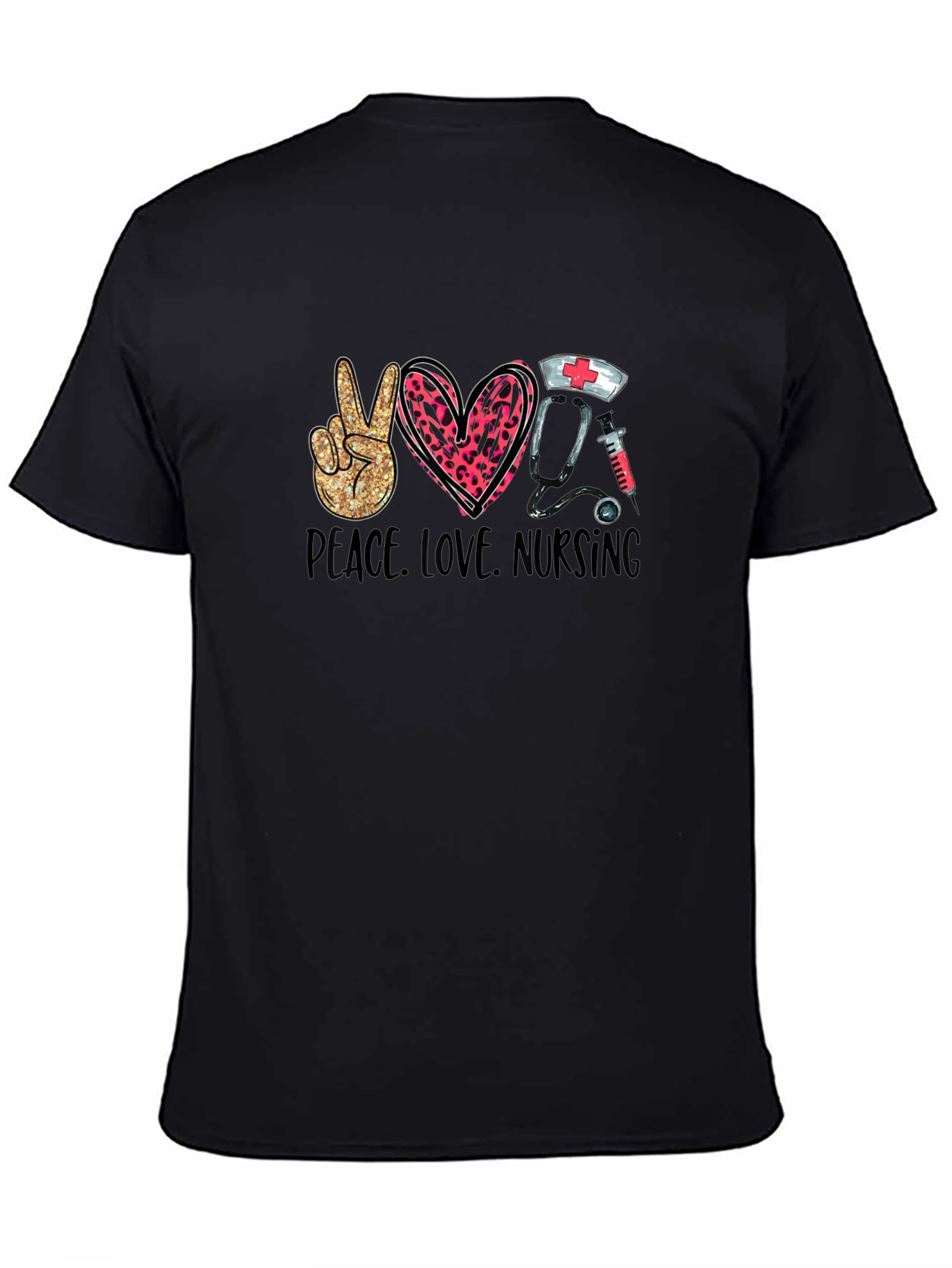 Peace Love Nursing Black T-Shirt