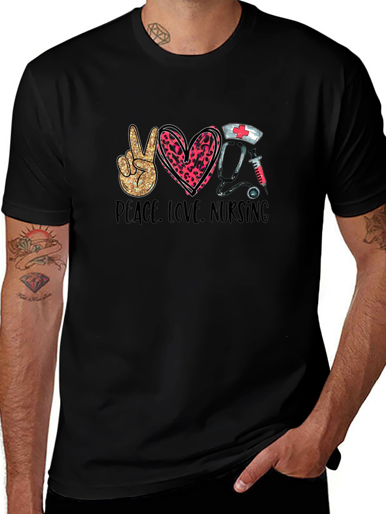 Peace Love Nursing Black T-Shirt