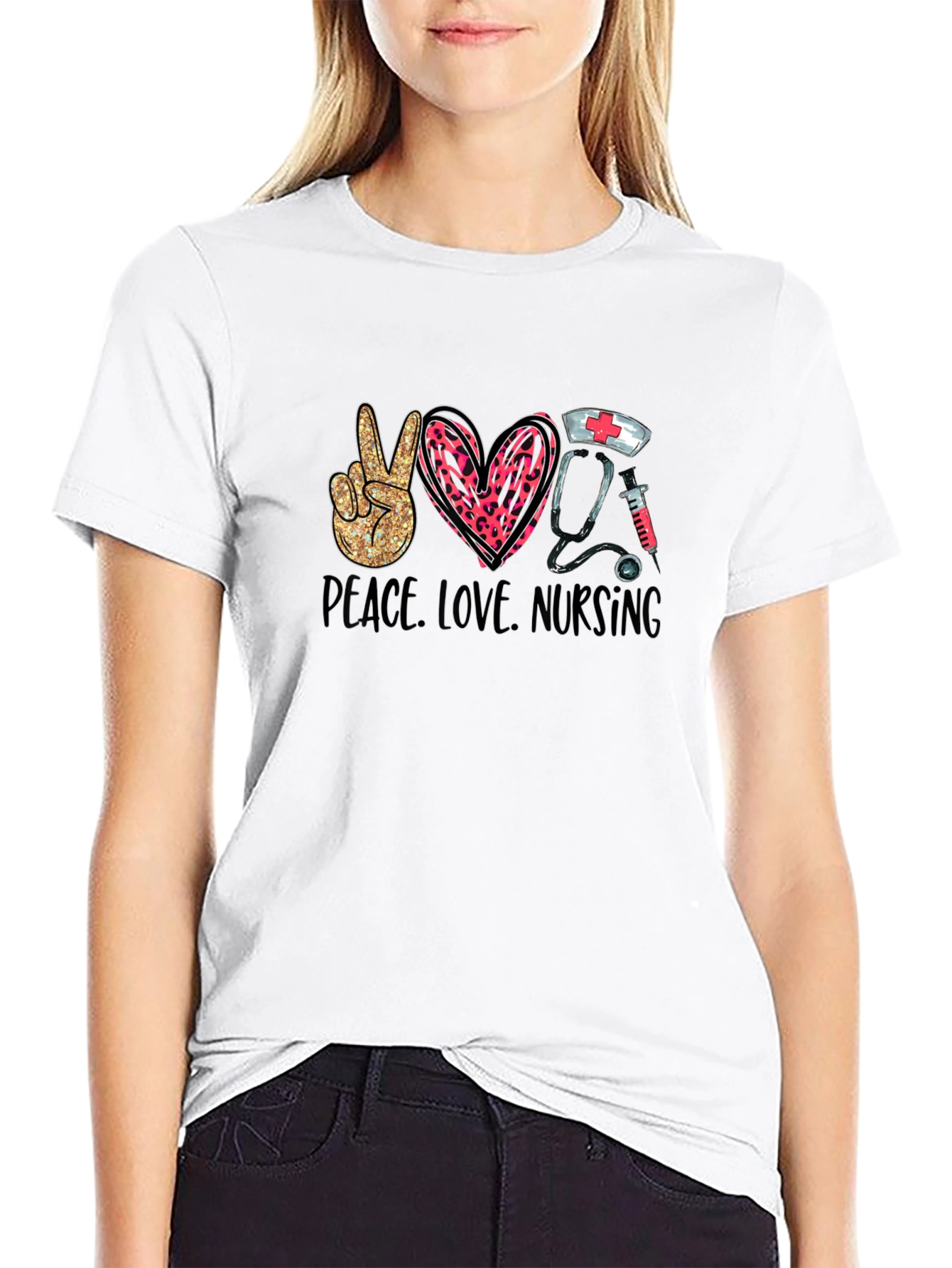 Peace Love Nursing Black T-Shirt