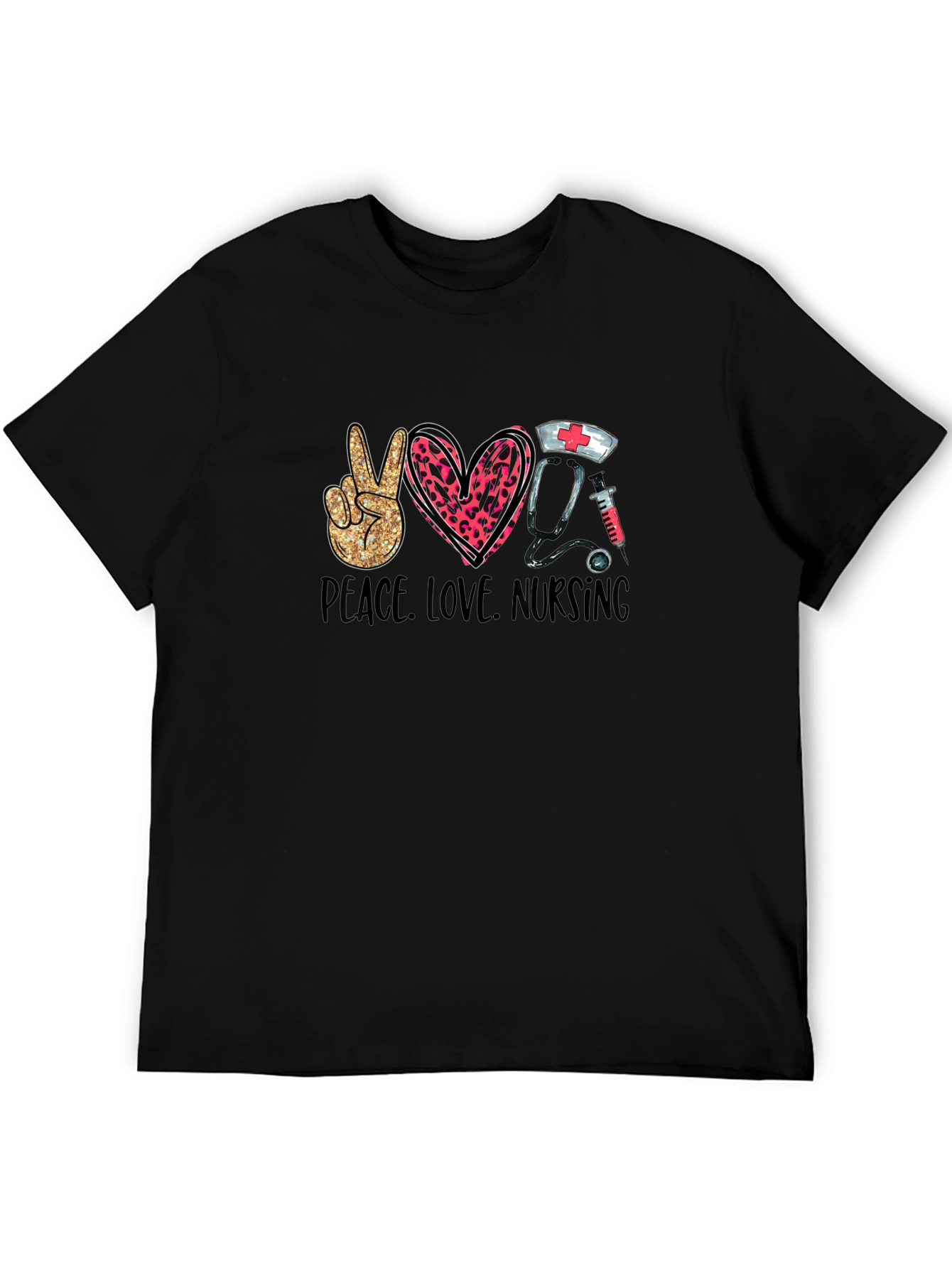 Peace Love Nursing Black T-Shirt