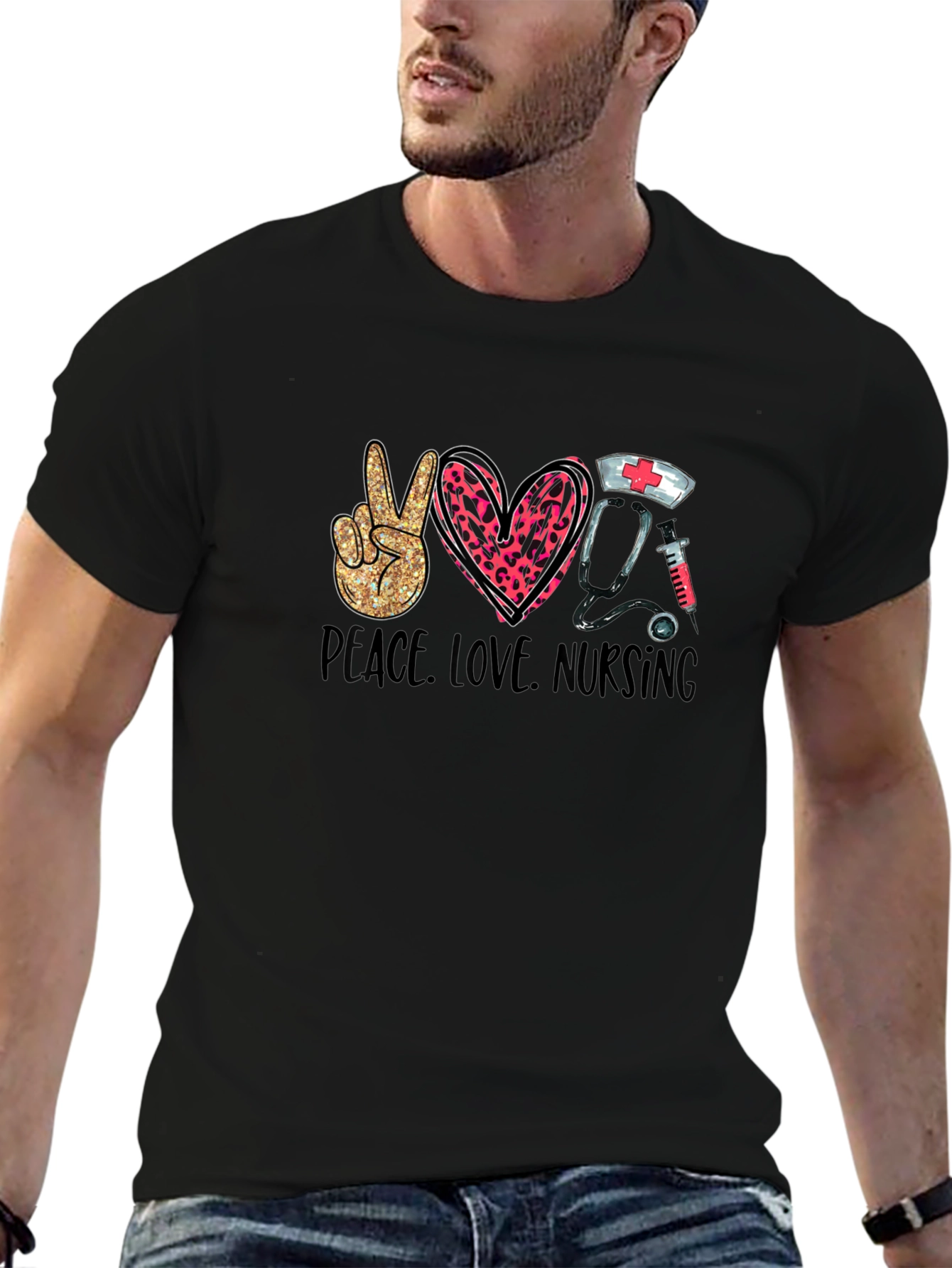 Peace Love Nursing Black T-Shirt