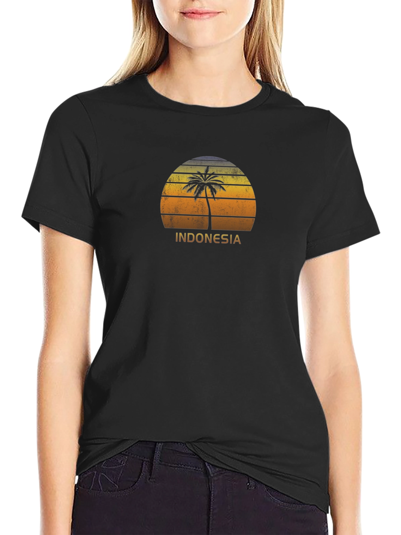 Indonesia Palm Tree Sunset Graphic T-Shirt