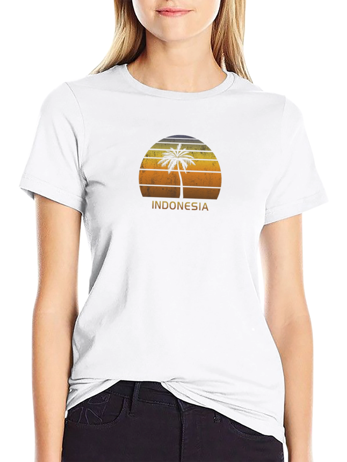 Indonesia Palm Tree Sunset Graphic T-Shirt
