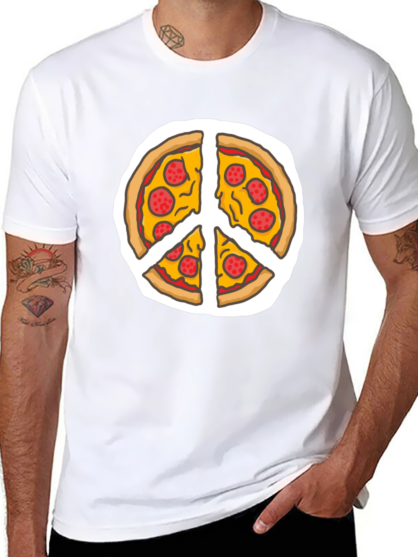 Pizza Peace Sign T-Shirt - Funny Foodie Tee