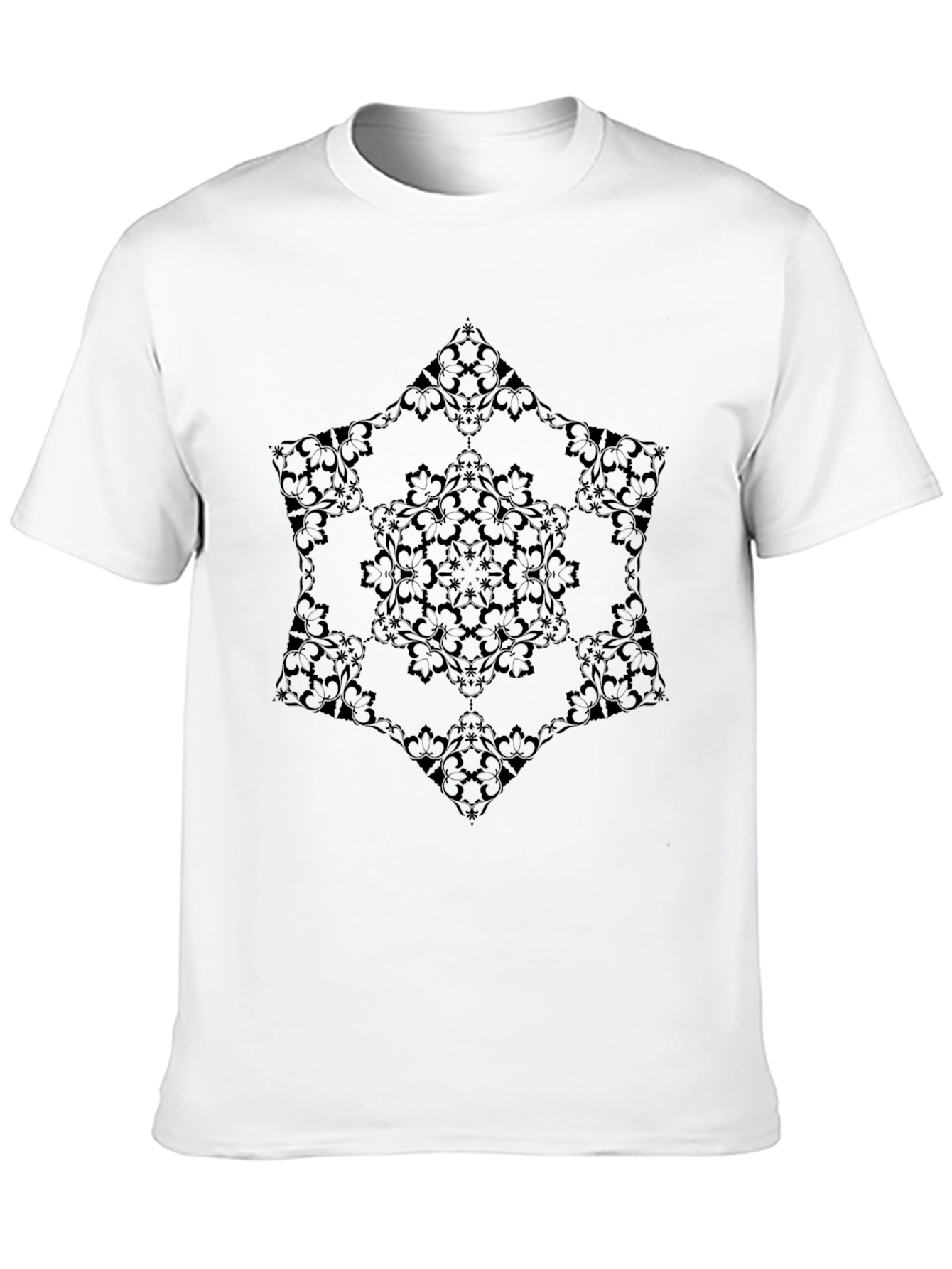 Floral Mandala Black T-Shirt