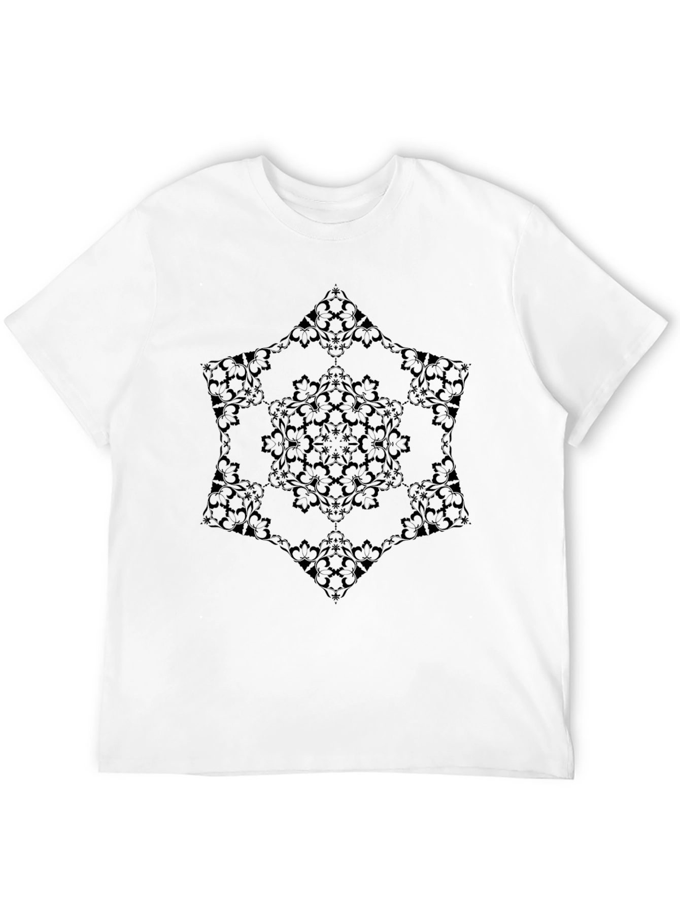 Floral Mandala Black T-Shirt
