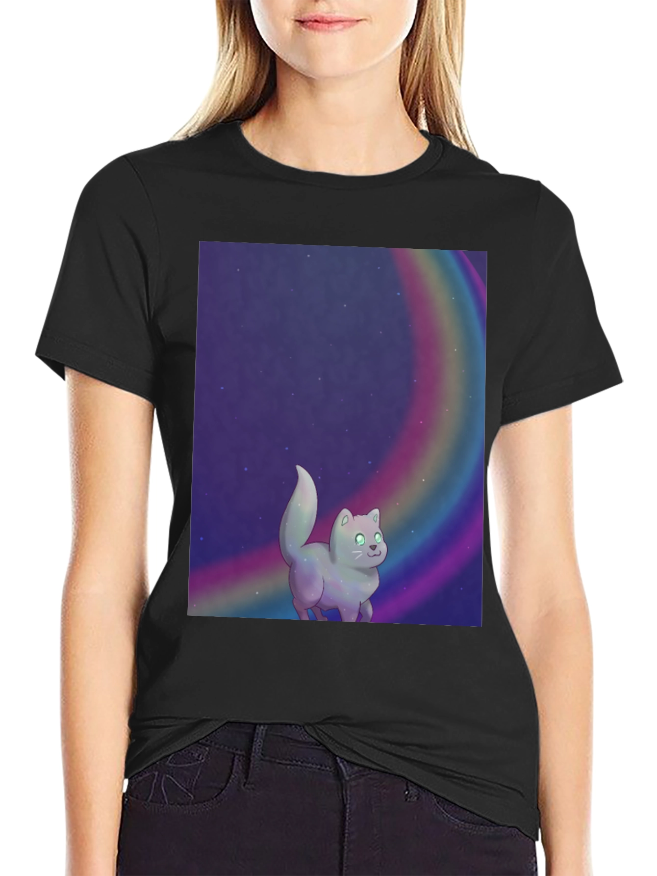 Rainbow Cat T-Shirt - Cosmic Kitten Tee