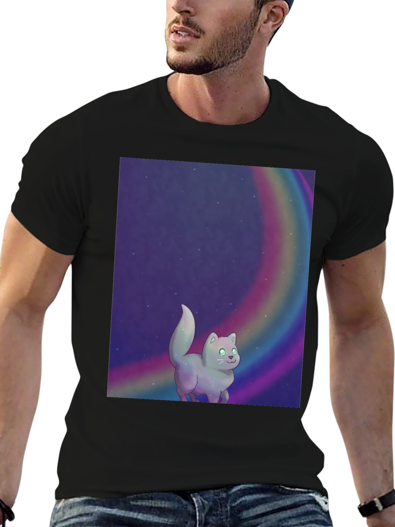 Rainbow Cat T-Shirt - Cosmic Kitten Tee