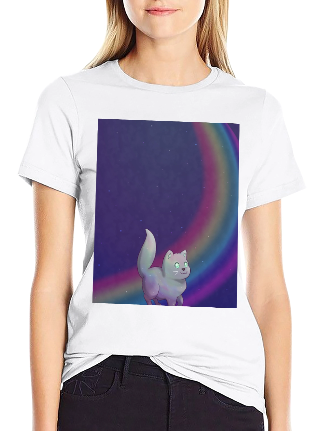 Rainbow Cat T-Shirt - Cosmic Kitten Tee
