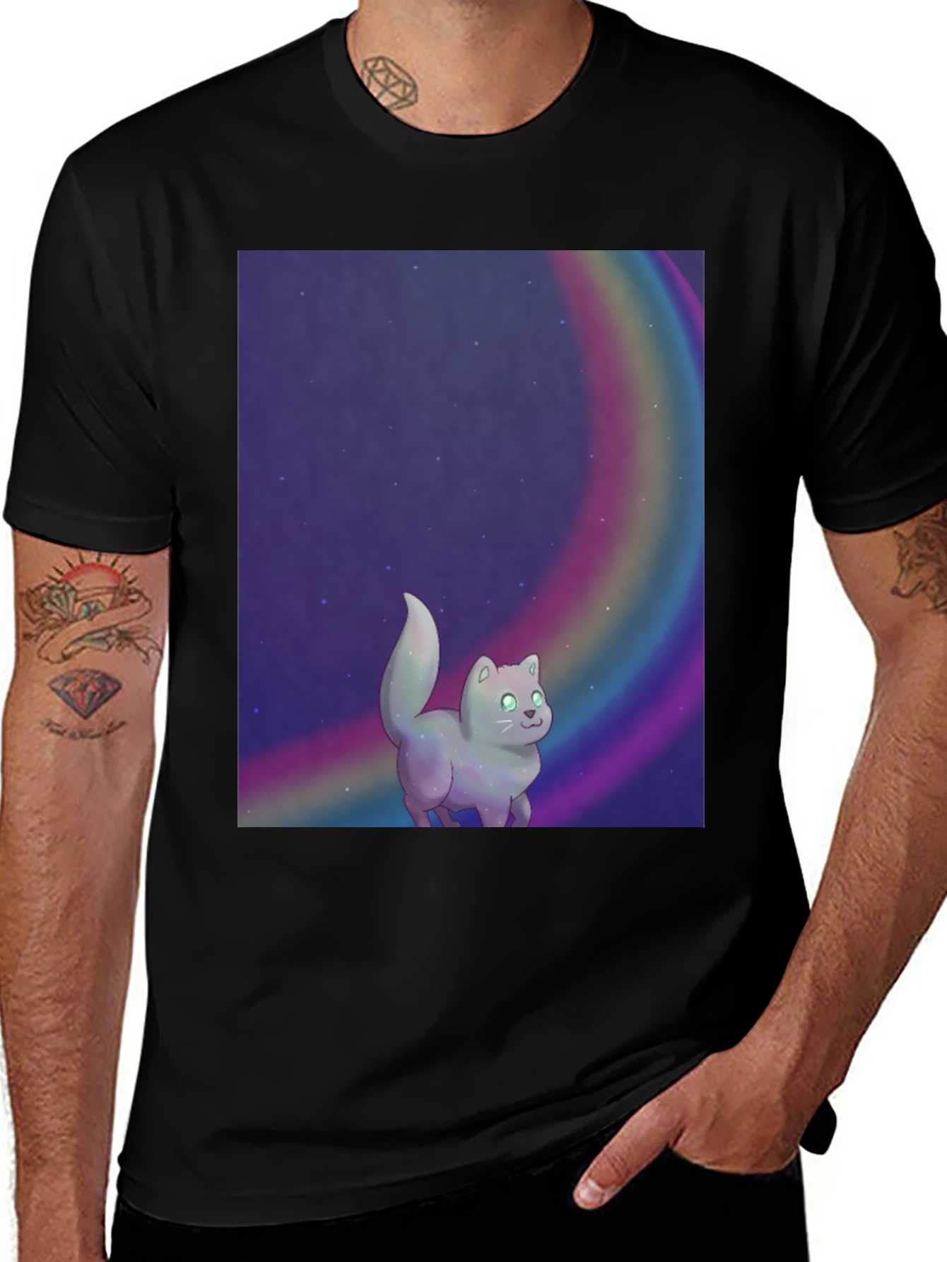 Rainbow Cat T-Shirt - Cosmic Kitten Tee
