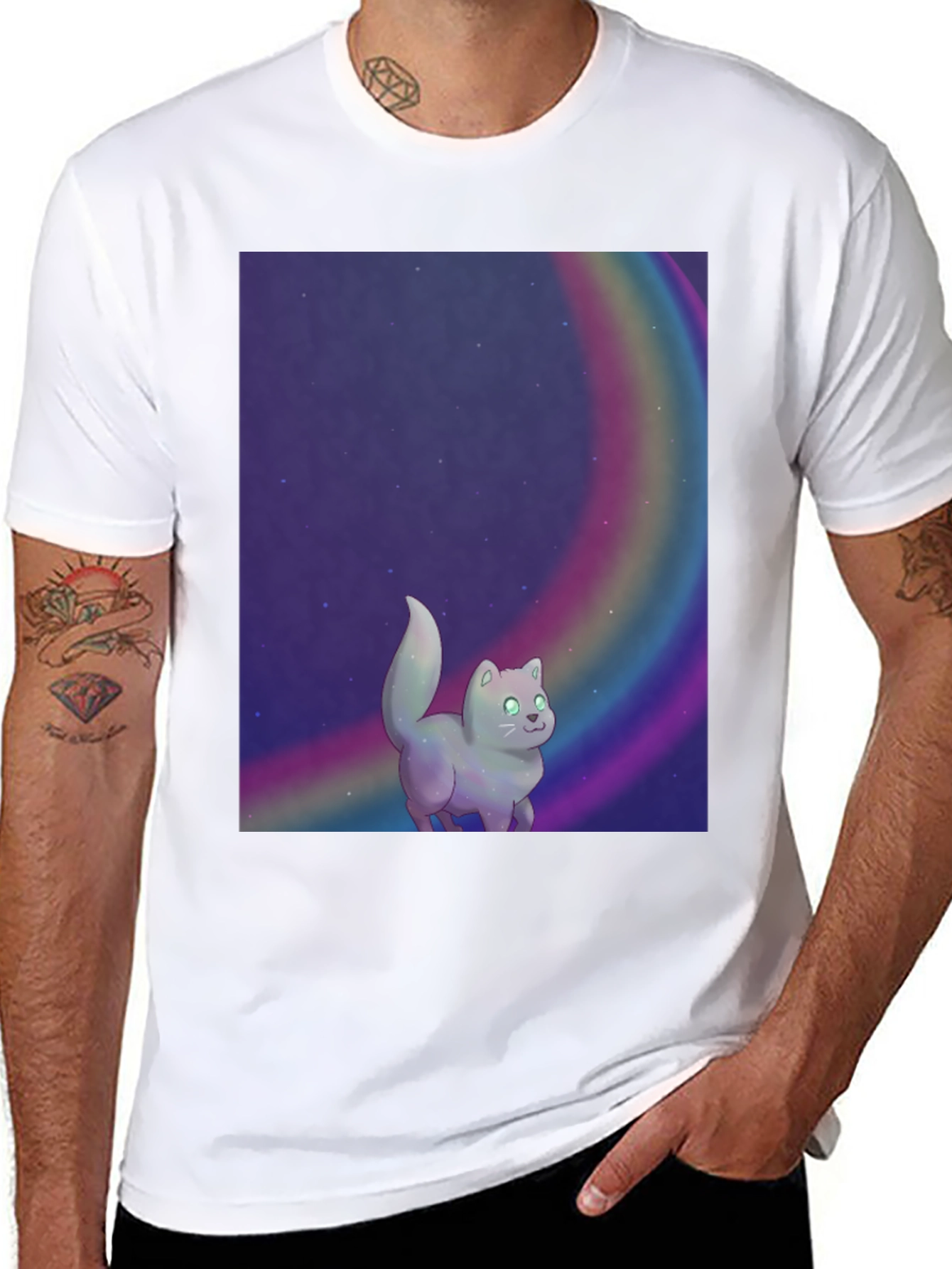 Rainbow Cat T-Shirt - Cosmic Kitten Tee