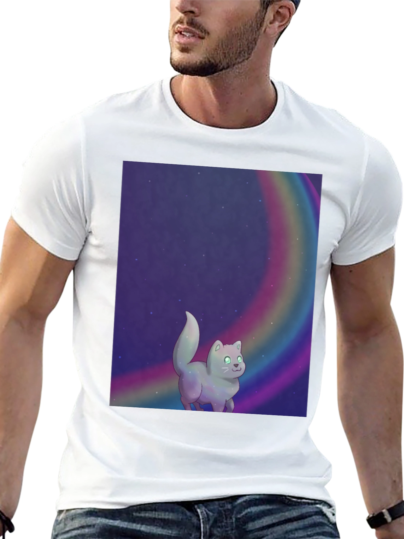 Rainbow Cat T-Shirt - Cosmic Kitten Tee