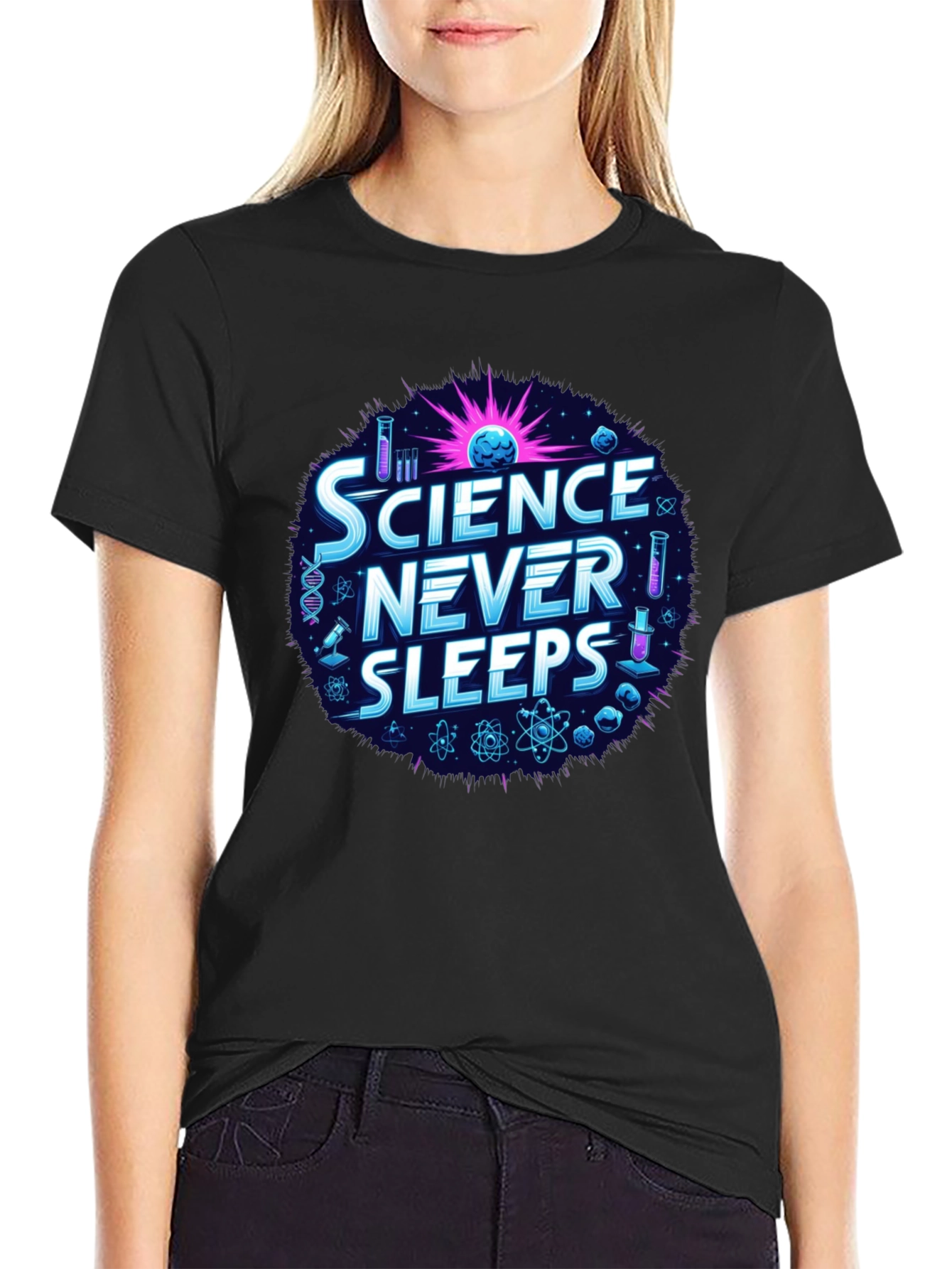 Science Never Sleeps Graphic T-Shirt
