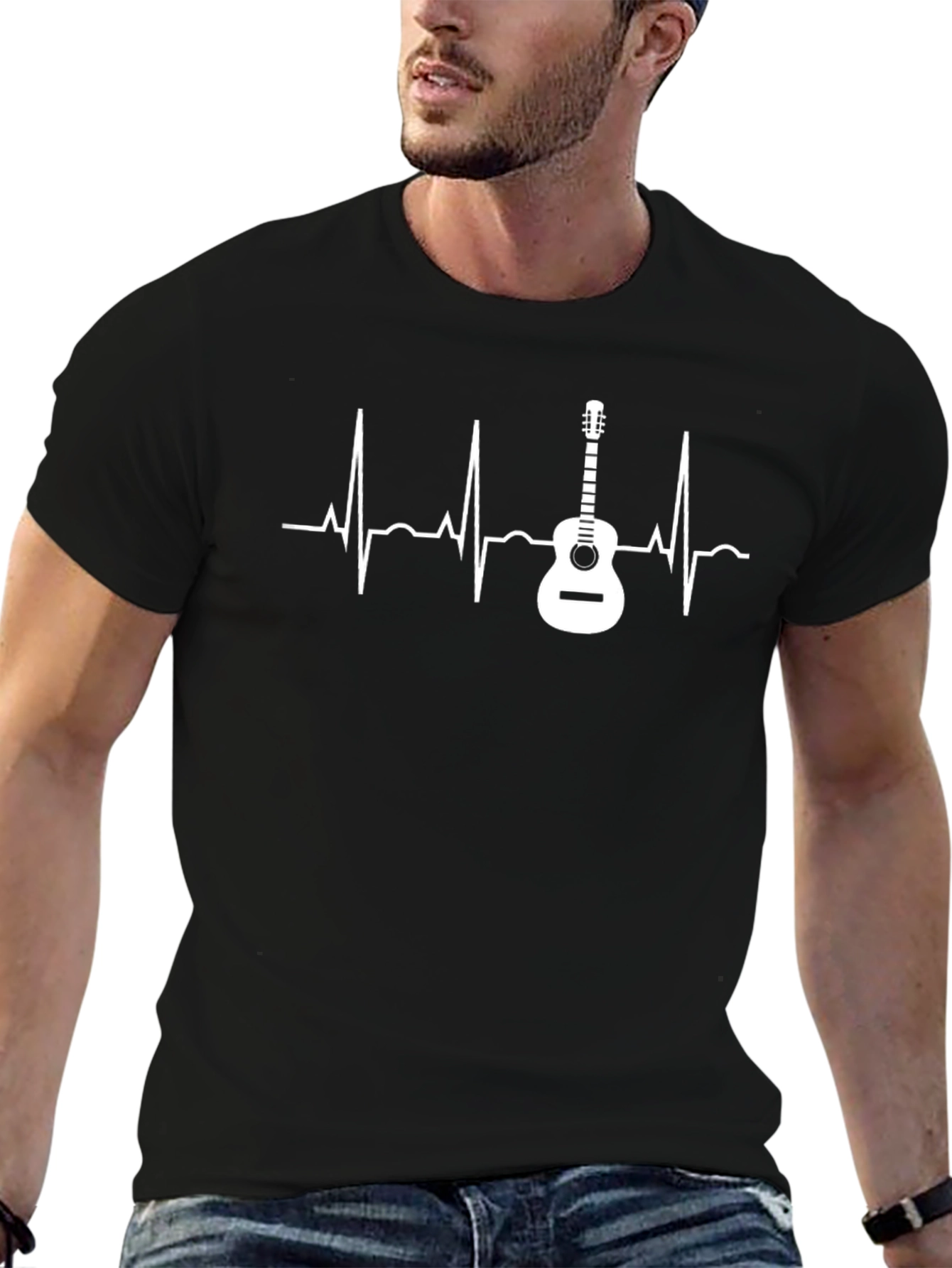 Guitar Heartbeat Graphic T-Shirt - Music Lover Tee