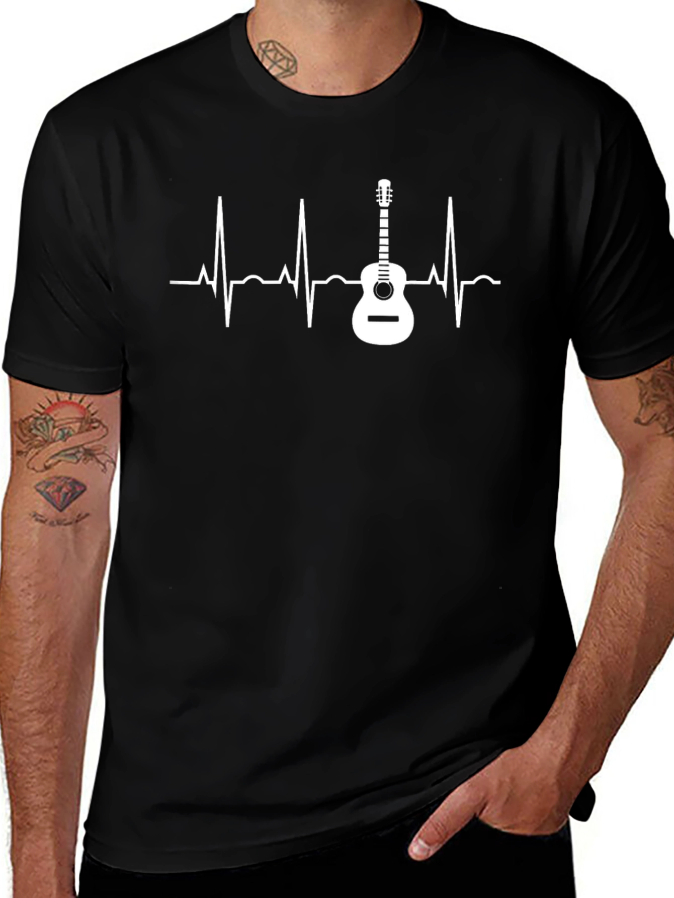 Guitar Heartbeat Graphic T-Shirt - Music Lover Tee