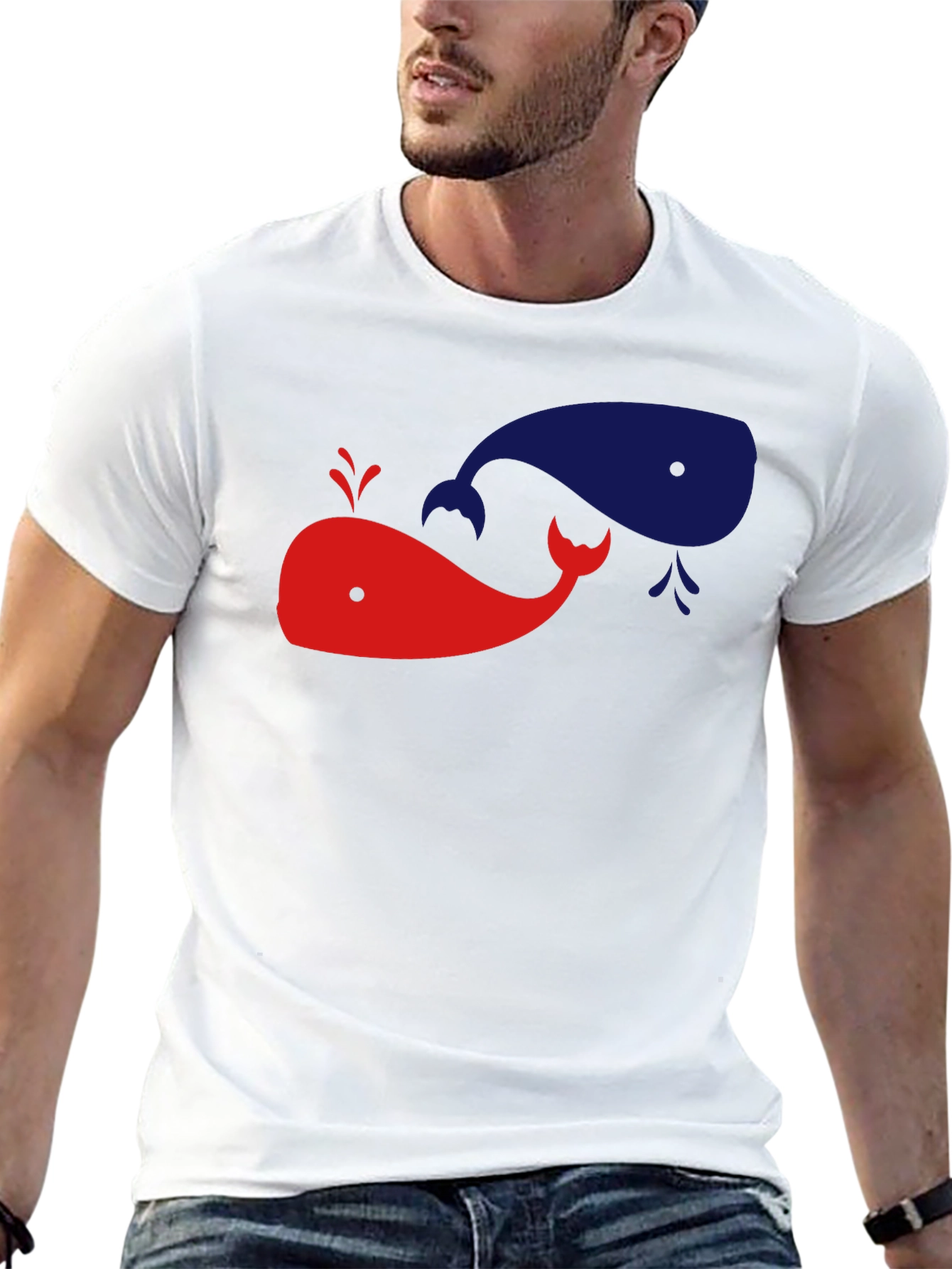 Whimsical Whale Graphic Tee - Black Cotton Shirt