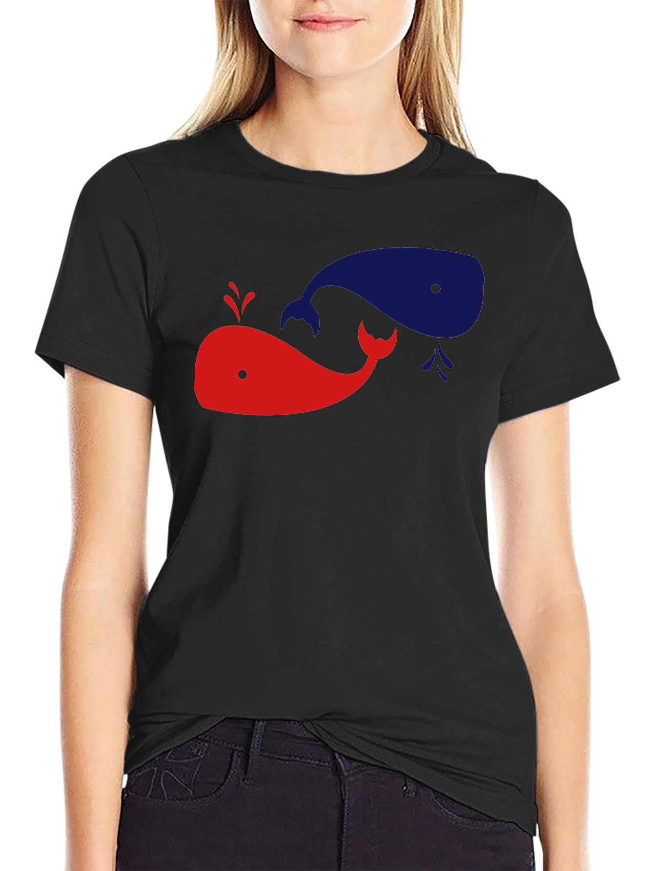 Whimsical Whale Graphic Tee - Black Cotton Shirt
