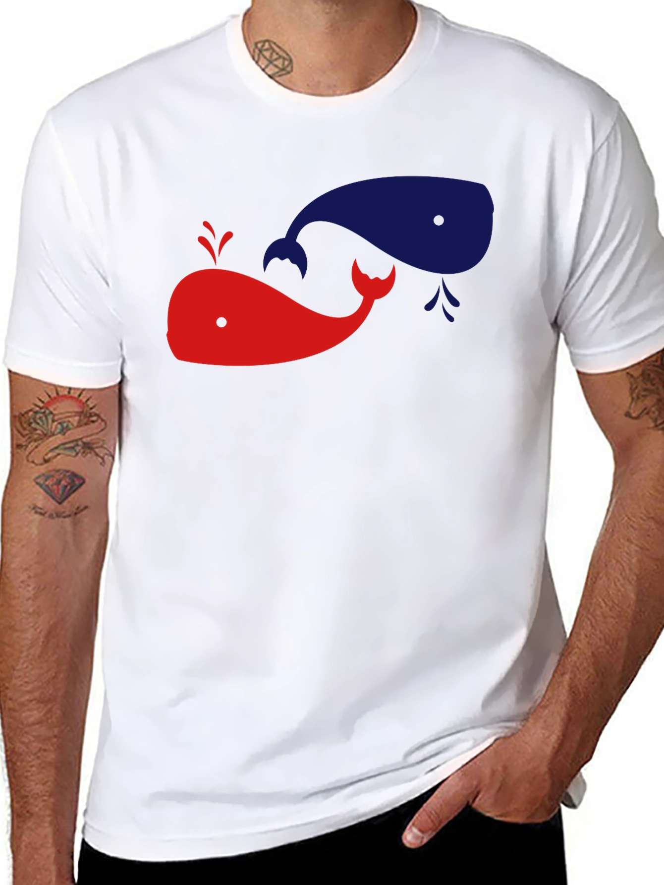 Whimsical Whale Graphic Tee - Black Cotton Shirt