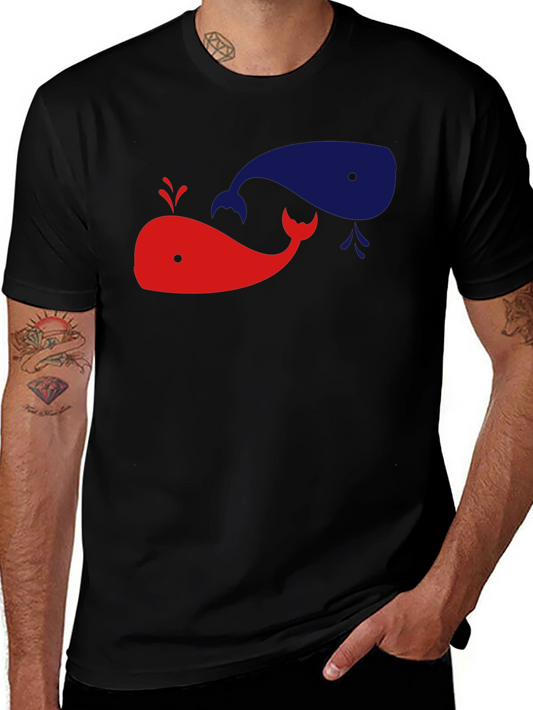 Whimsical Whale Graphic Tee - Black Cotton Shirt