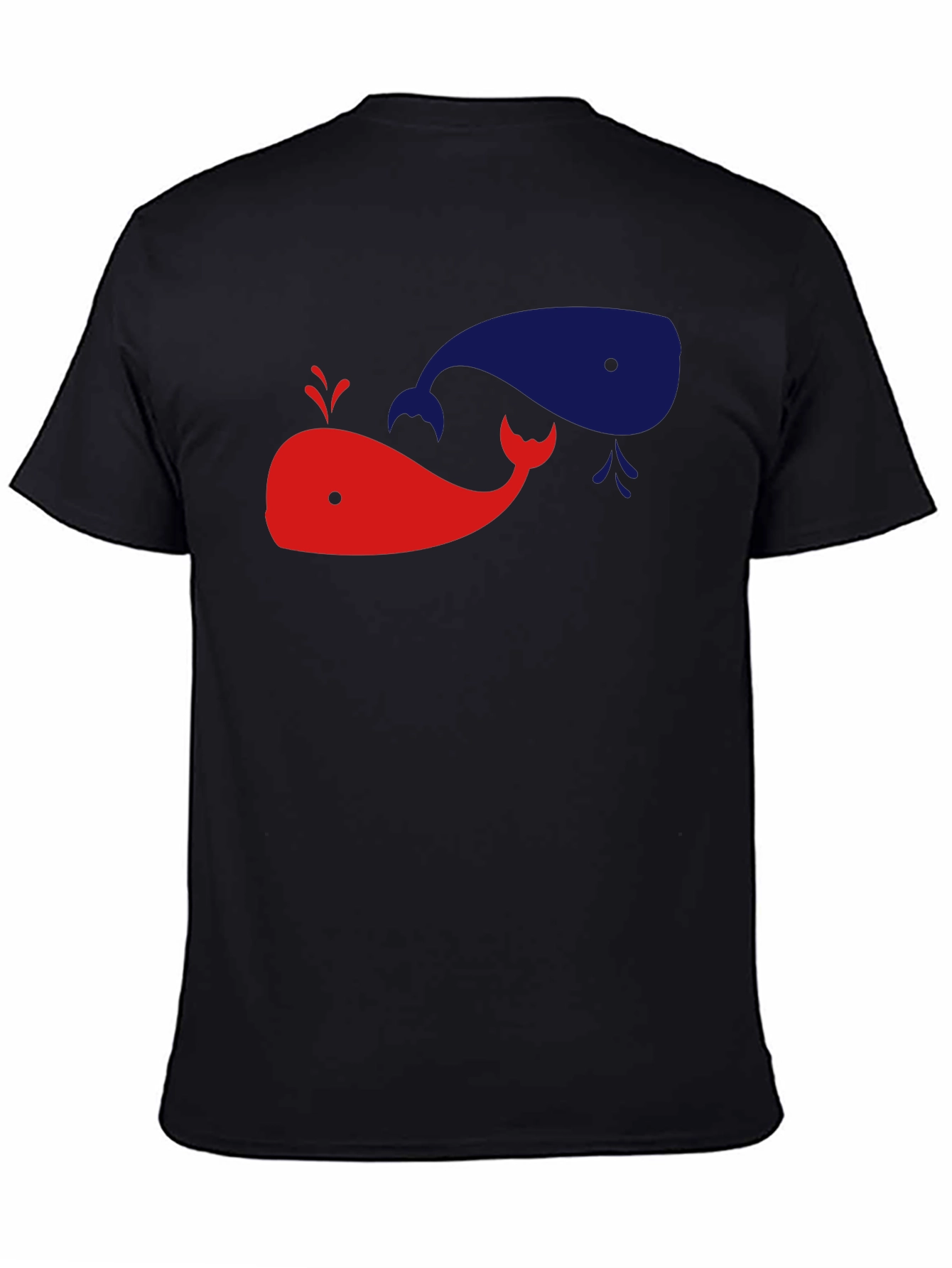 Whimsical Whale Graphic Tee - Black Cotton Shirt