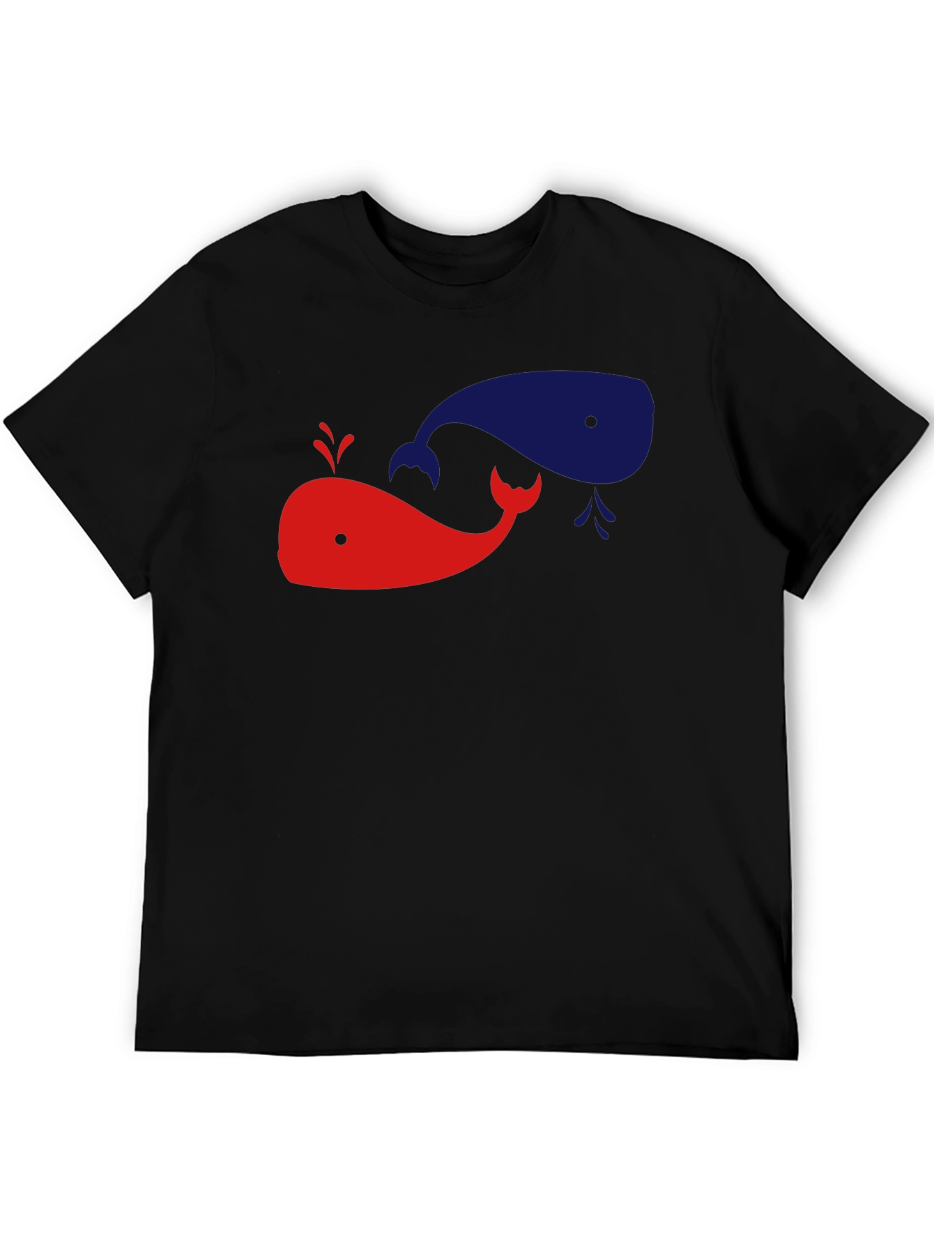 Whimsical Whale Graphic Tee - Black Cotton Shirt