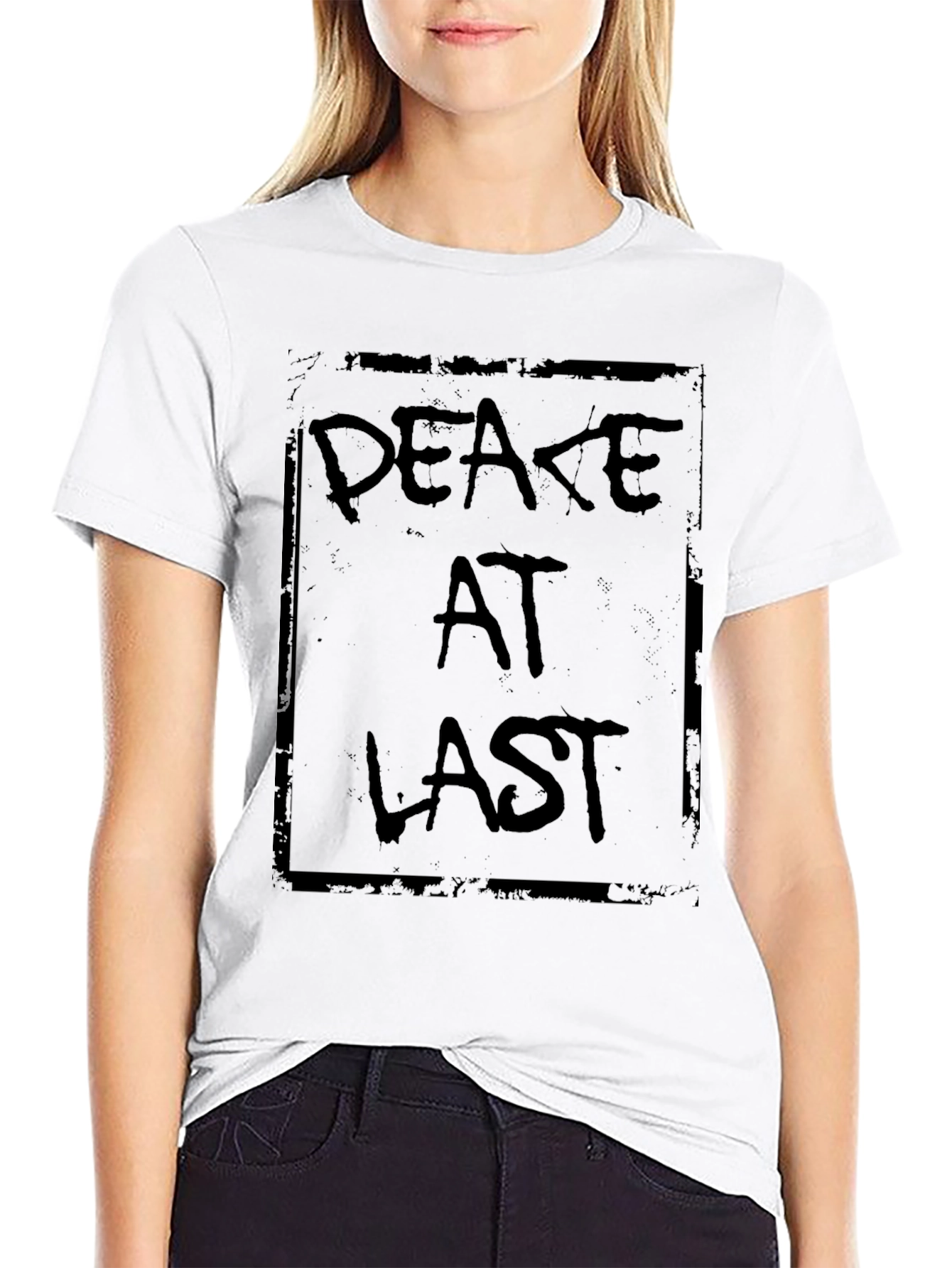 Peace At Last Graphic Tee - Trendy Black T-Shirt