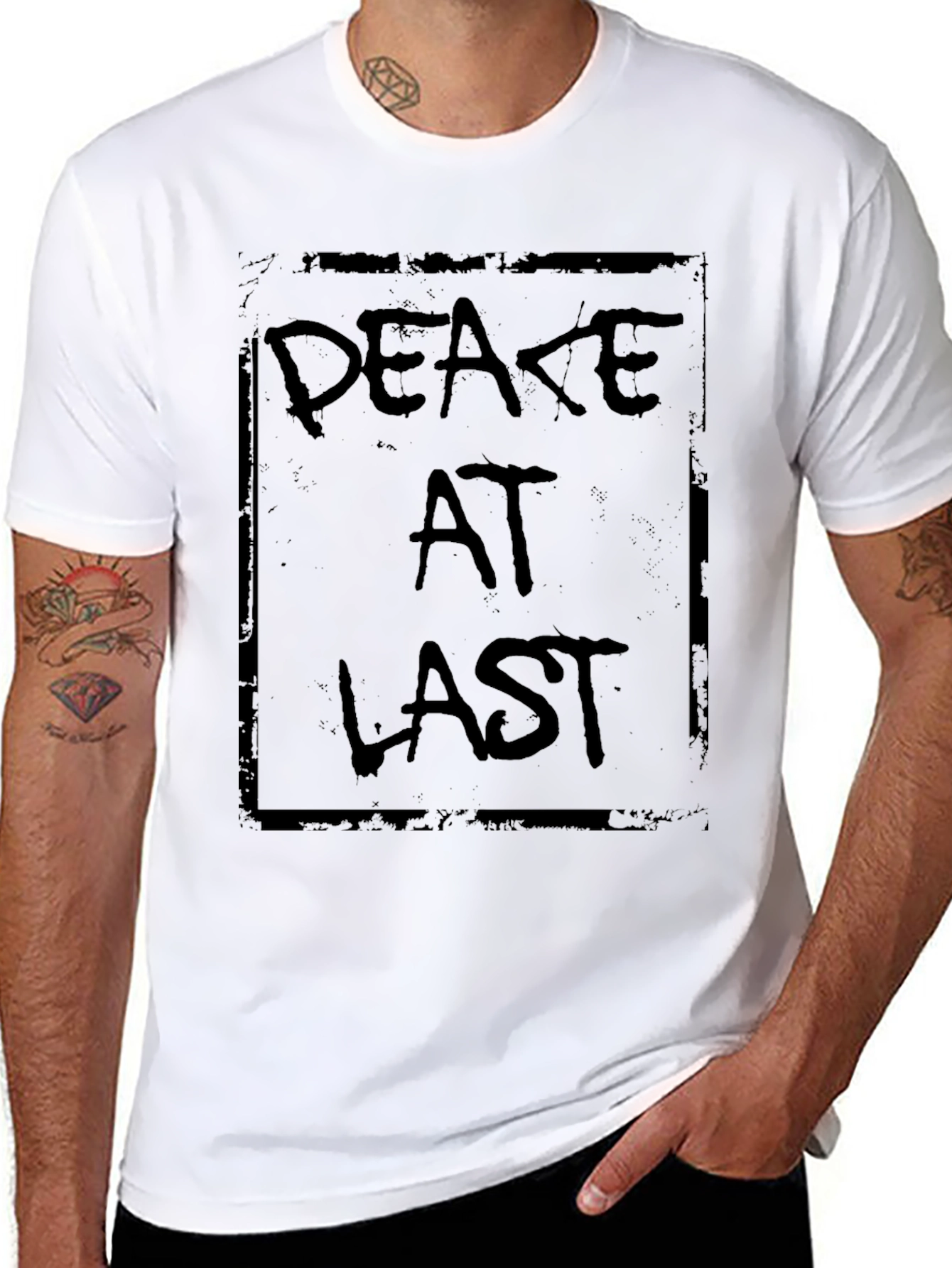 Peace At Last Graphic Tee - Trendy Black T-Shirt