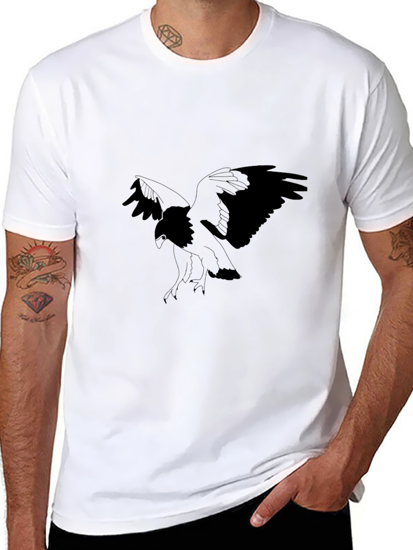 Mens Black Eagle Graphic T-Shirt