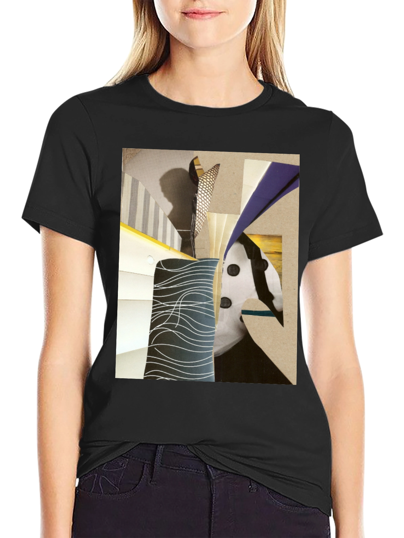 Abstract Art Graphic Tee - Stylish Black T-Shirt