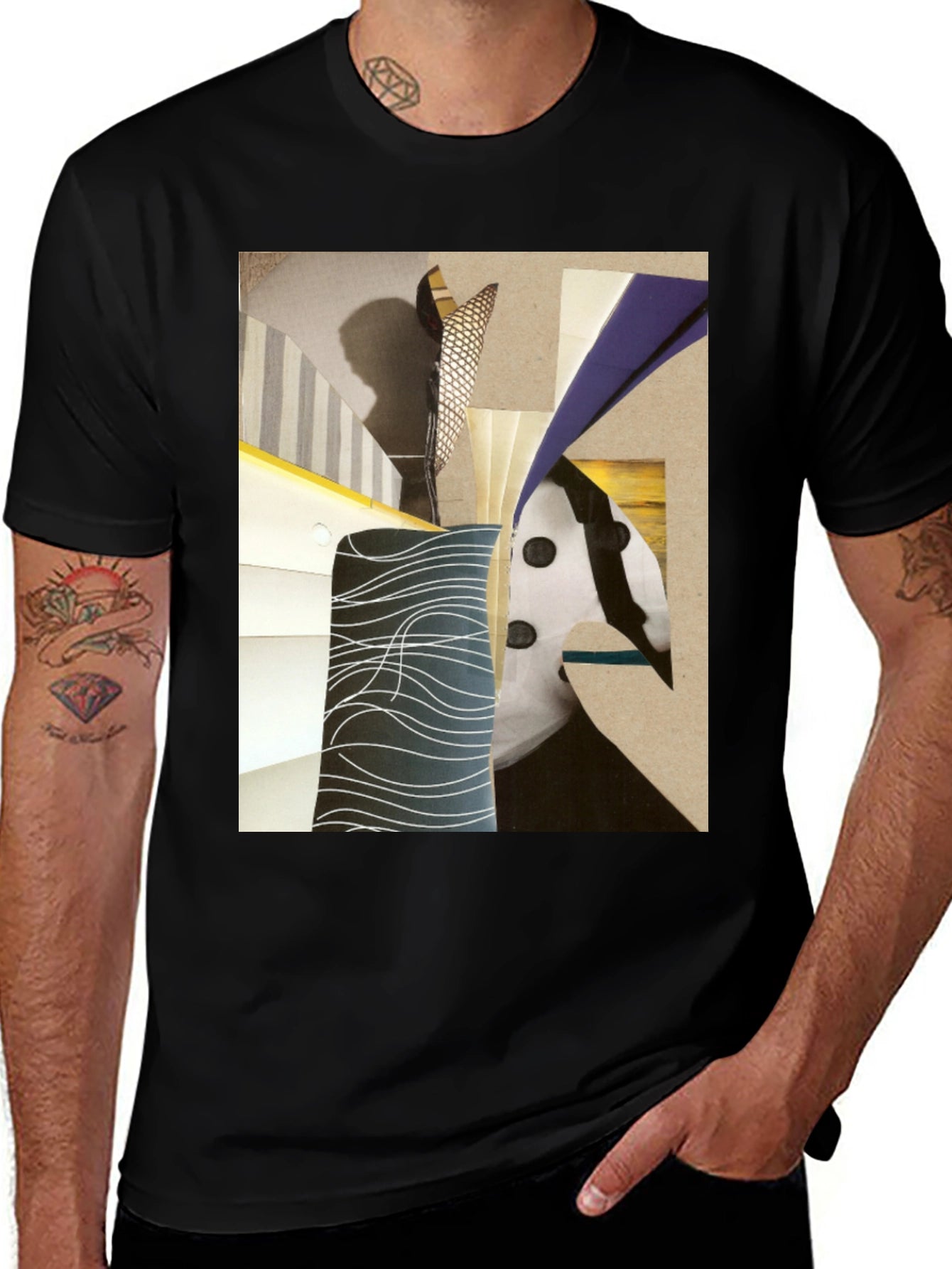 Abstract Art Graphic Tee - Stylish Black T-Shirt