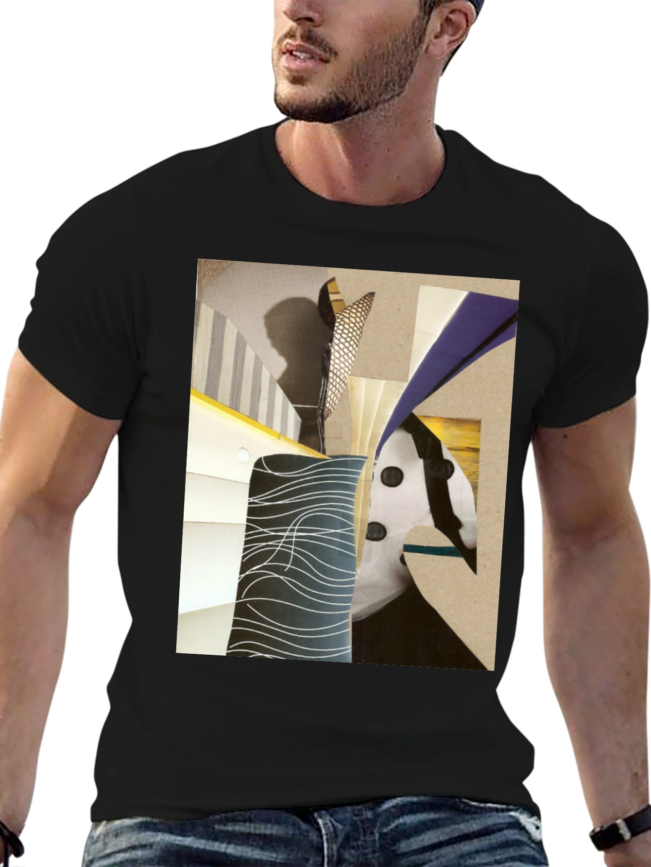 Abstract Art Graphic Tee - Stylish Black T-Shirt
