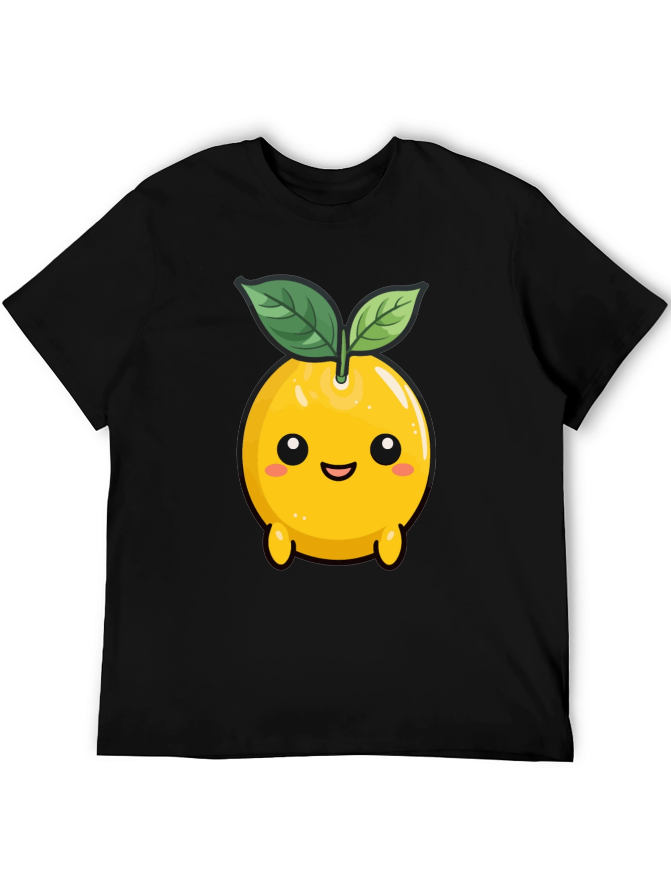 Cute Lemon Character Black T-Shirt