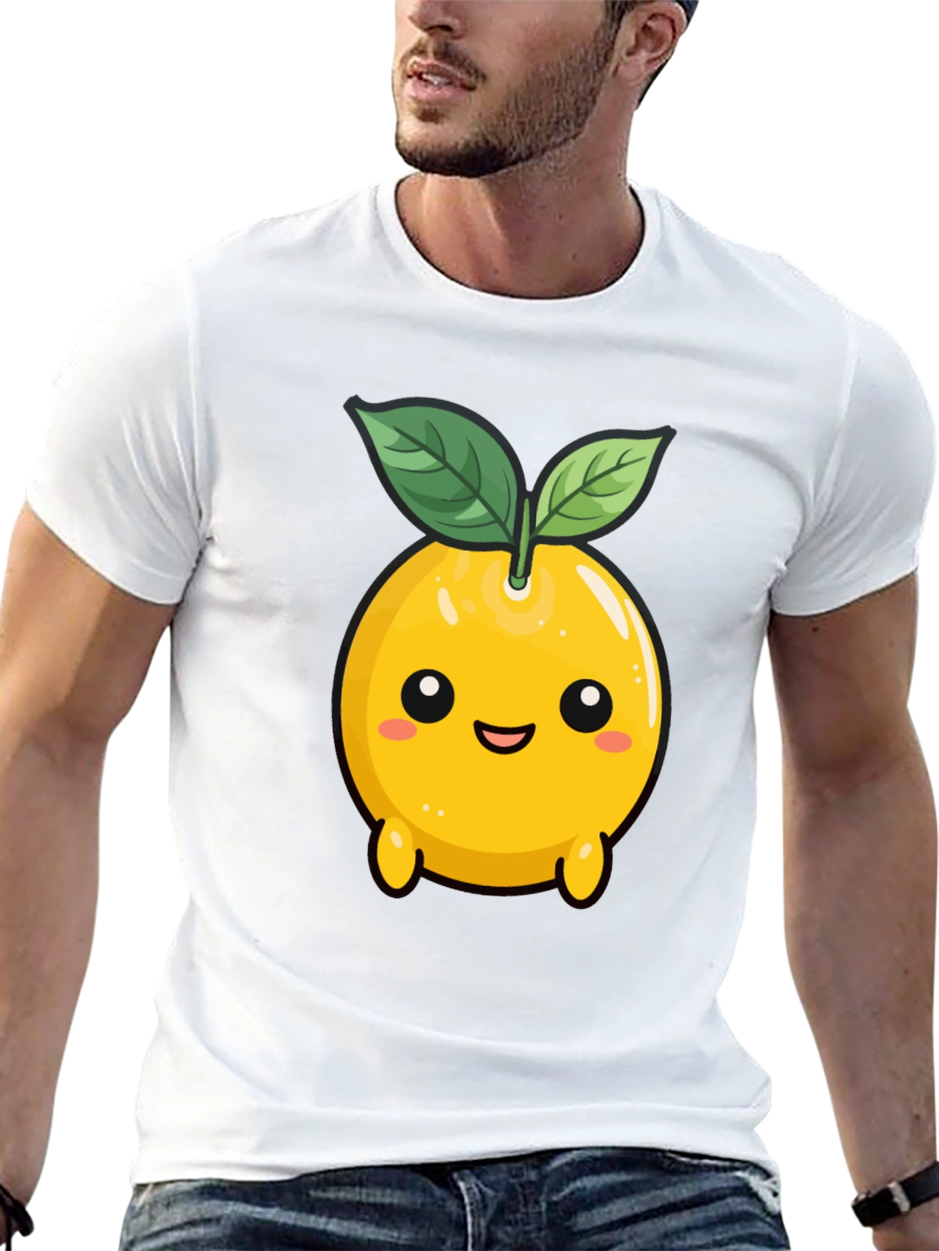 Cute Lemon Character Black T-Shirt