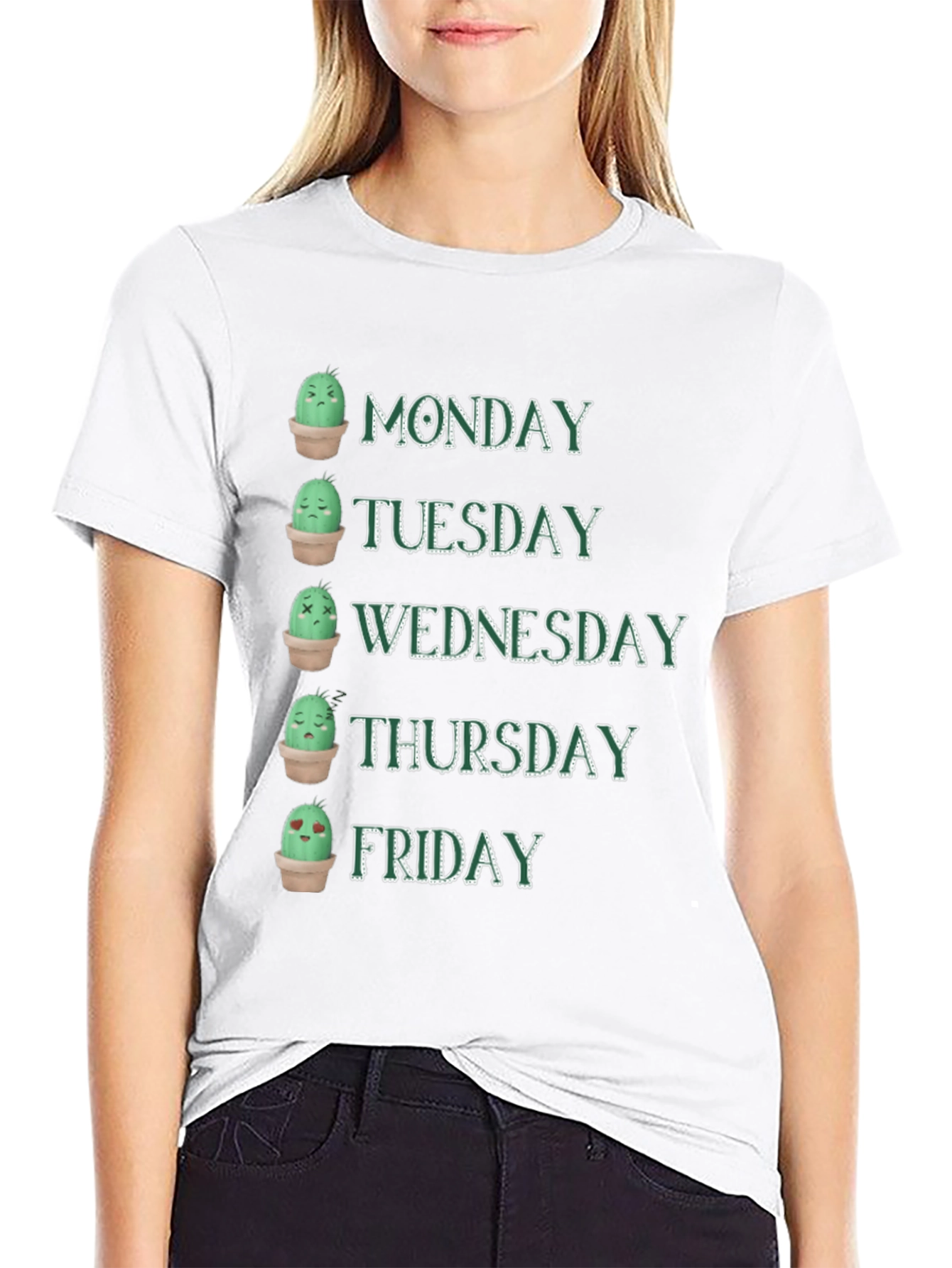 Cactus Mood Days of the Week Graphic T-Shirt