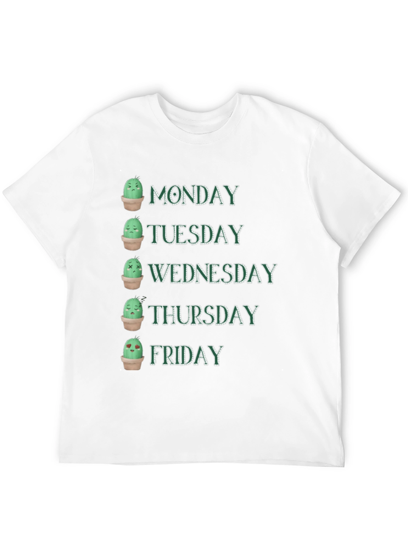 Cactus Mood Days of the Week Graphic T-Shirt