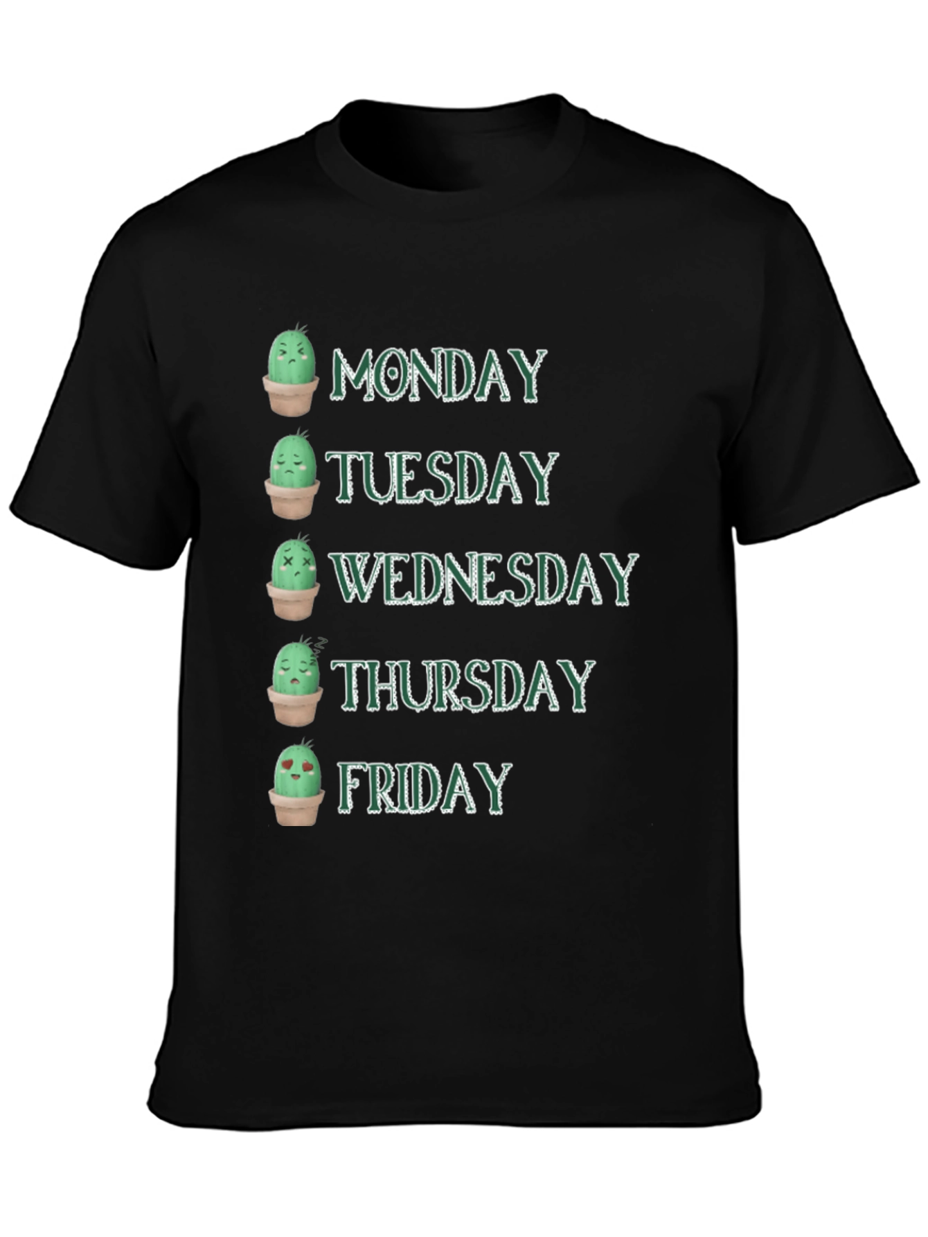 Cactus Mood Days of the Week Graphic T-Shirt