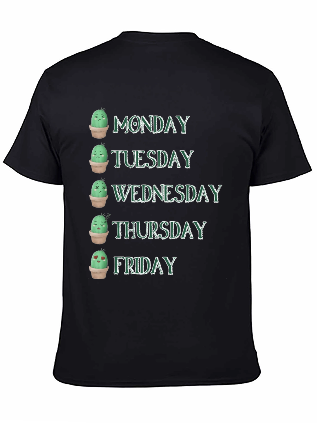 Cactus Mood Days of the Week Graphic T-Shirt