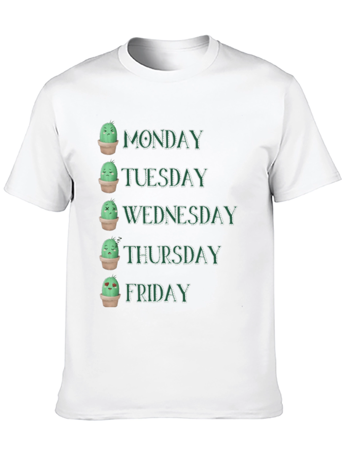 Cactus Mood Days of the Week Graphic T-Shirt