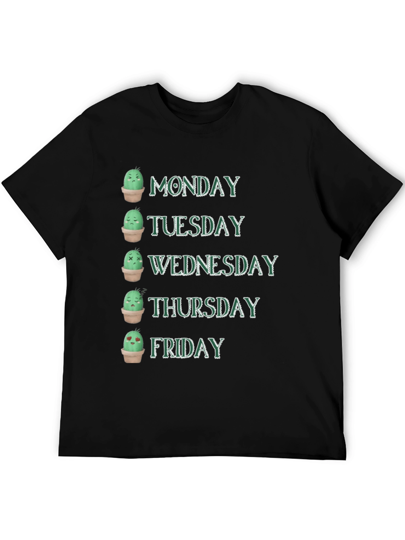 Cactus Mood Days of the Week Graphic T-Shirt