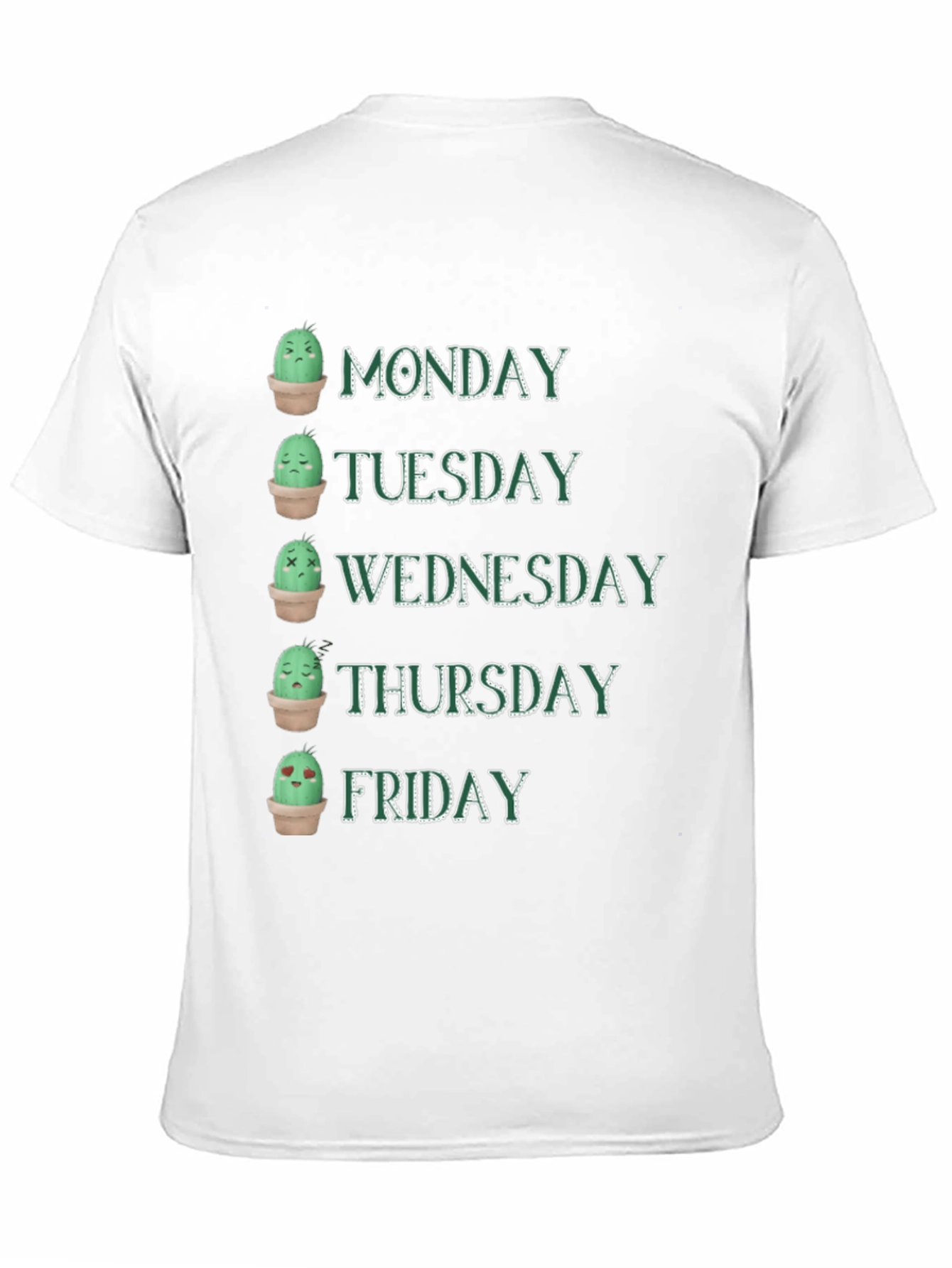 Cactus Mood Days of the Week Graphic T-Shirt