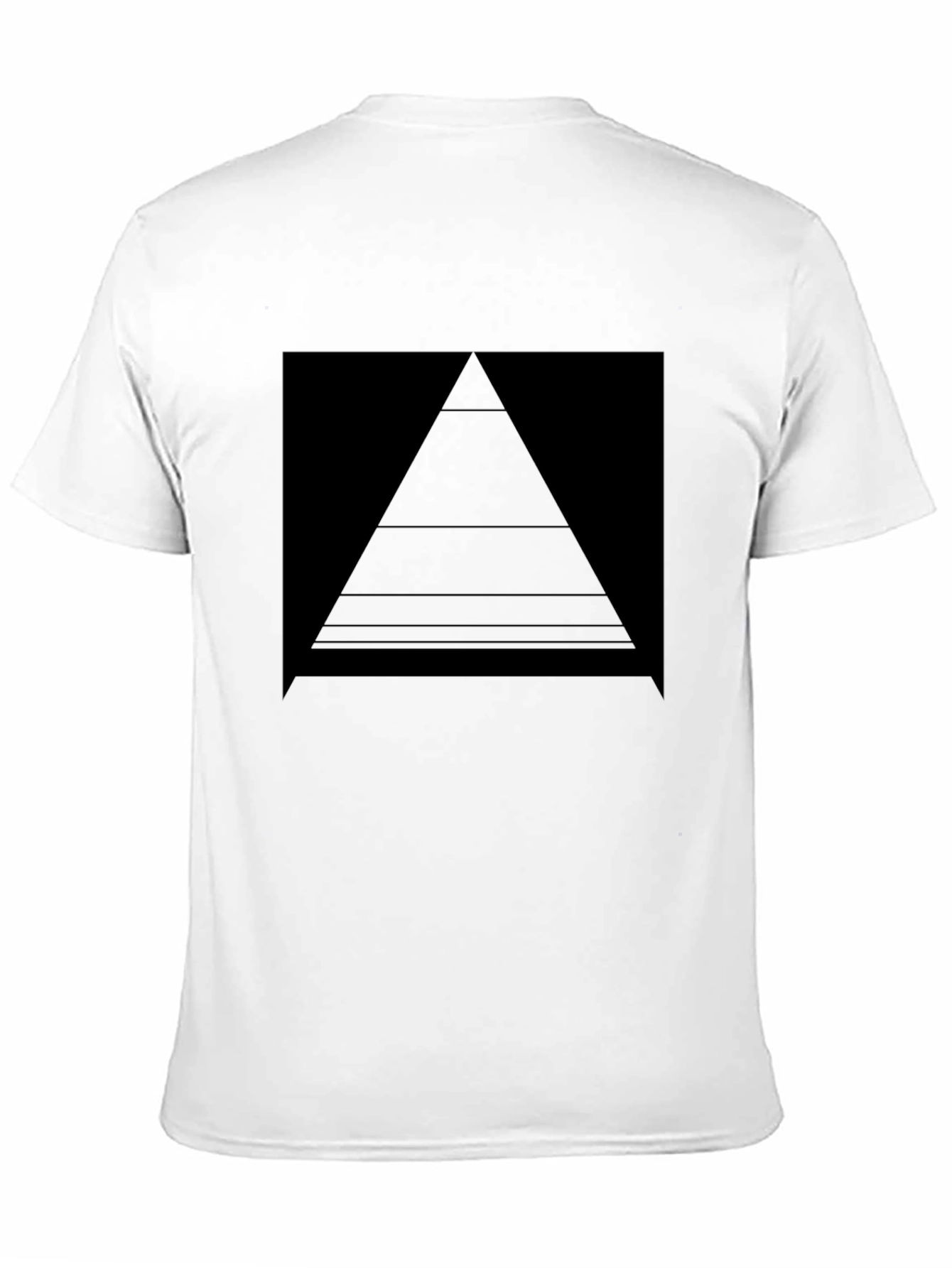 Modern Geometric Pyramid Graphic Tee - Black