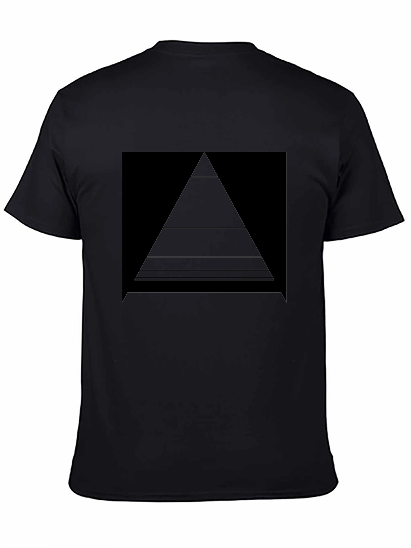 Modern Geometric Pyramid Graphic Tee - Black