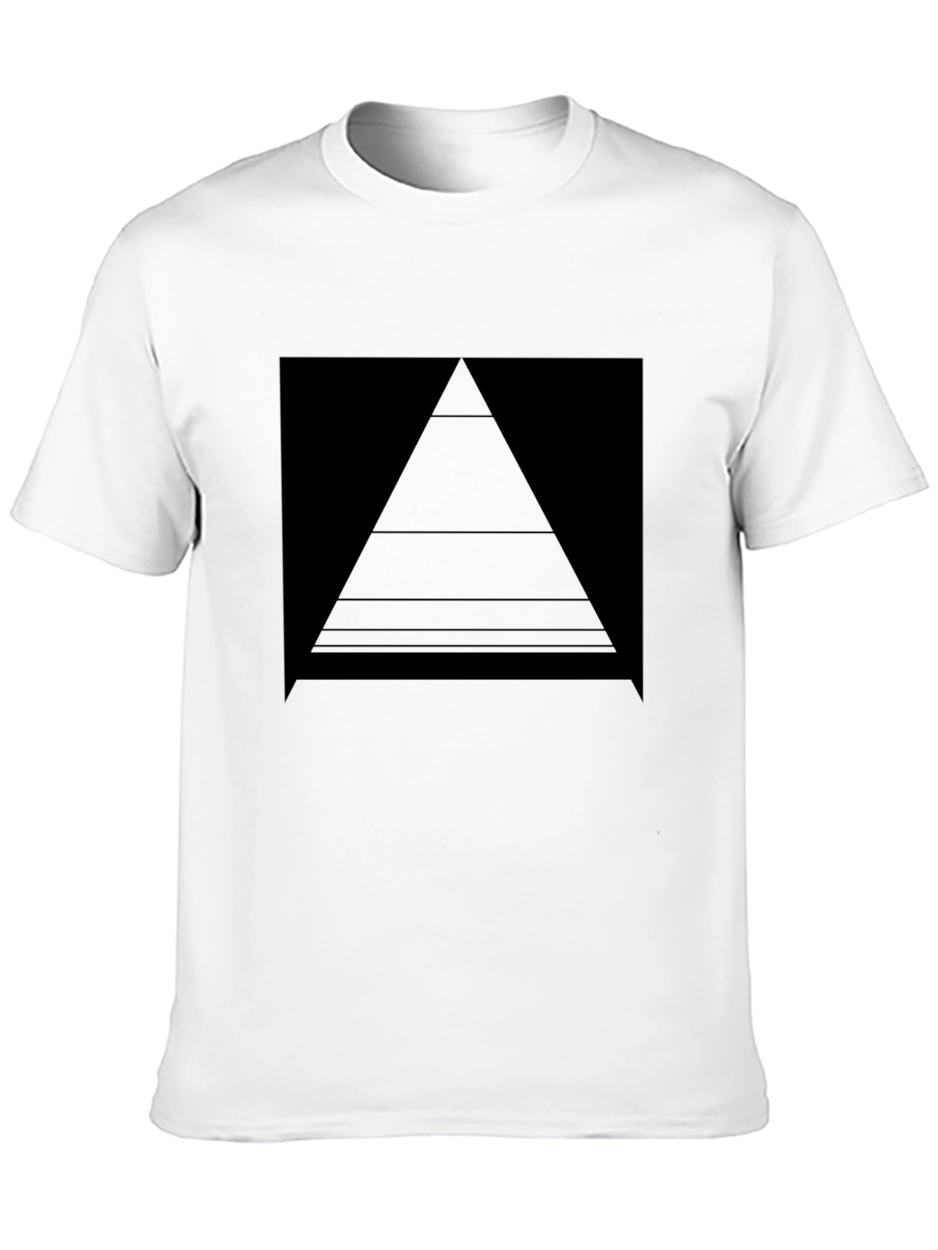 Modern Geometric Pyramid Graphic Tee - Black