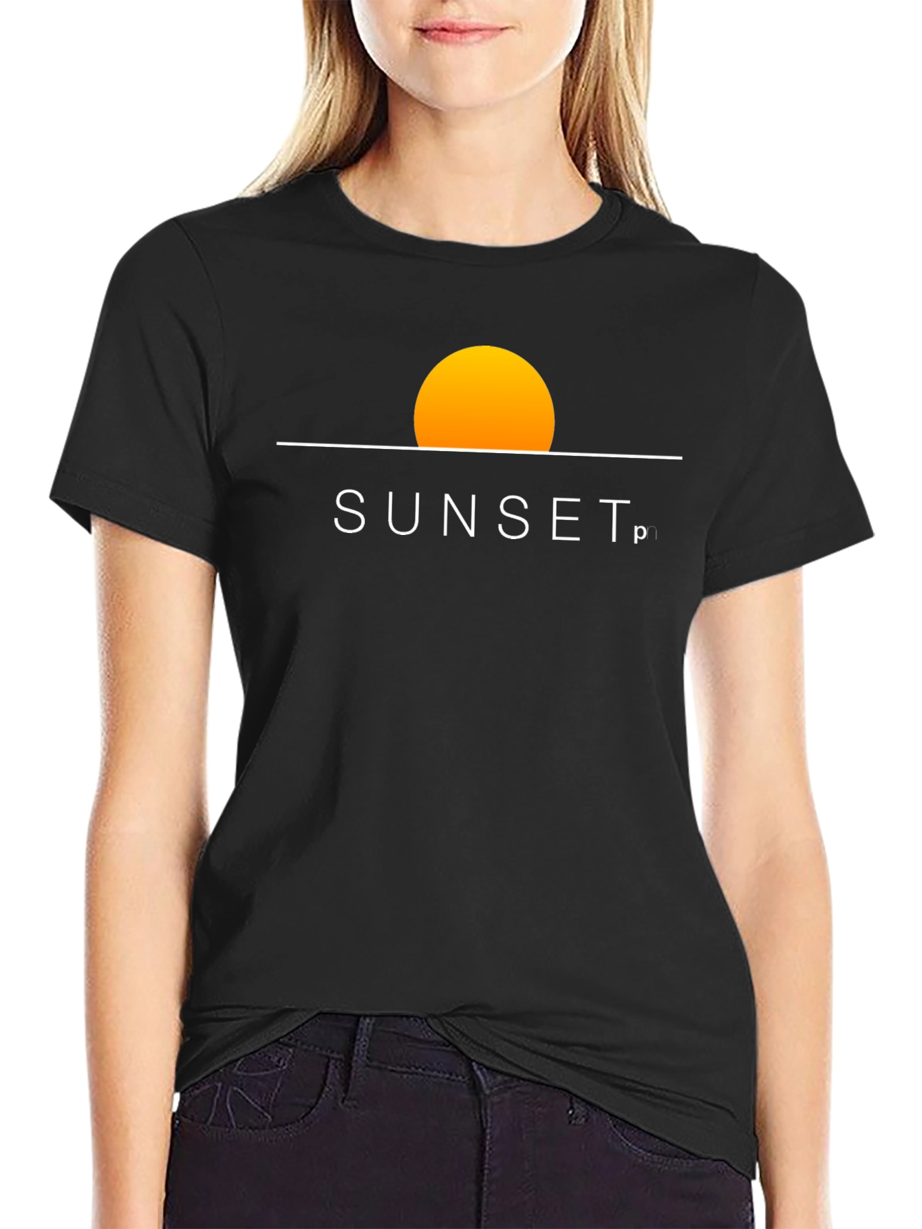 Sunset Graphic Tee - Stylish Black Cotton Blend T-Shirt