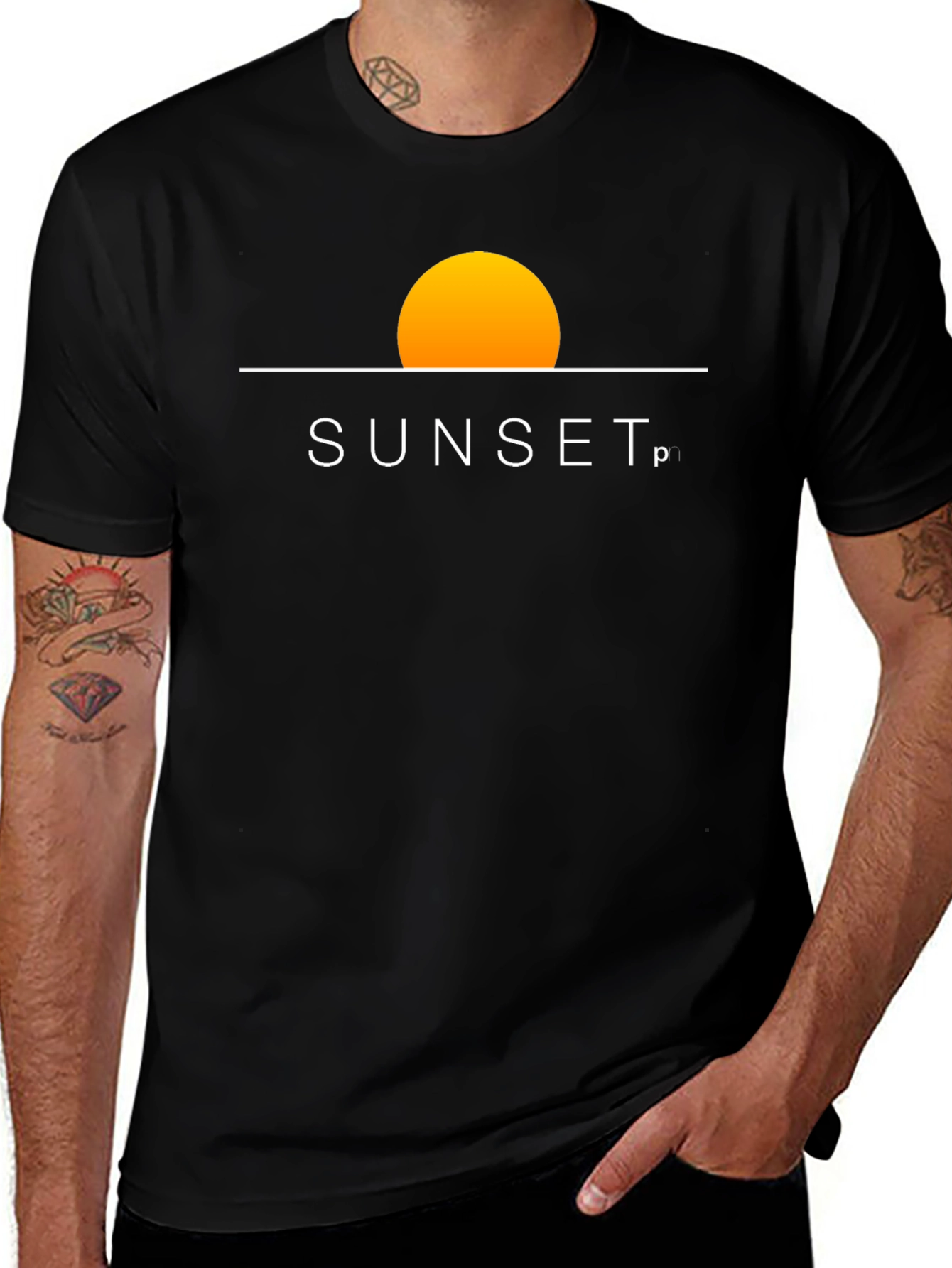 Sunset Graphic Tee - Stylish Black Cotton Blend T-Shirt
