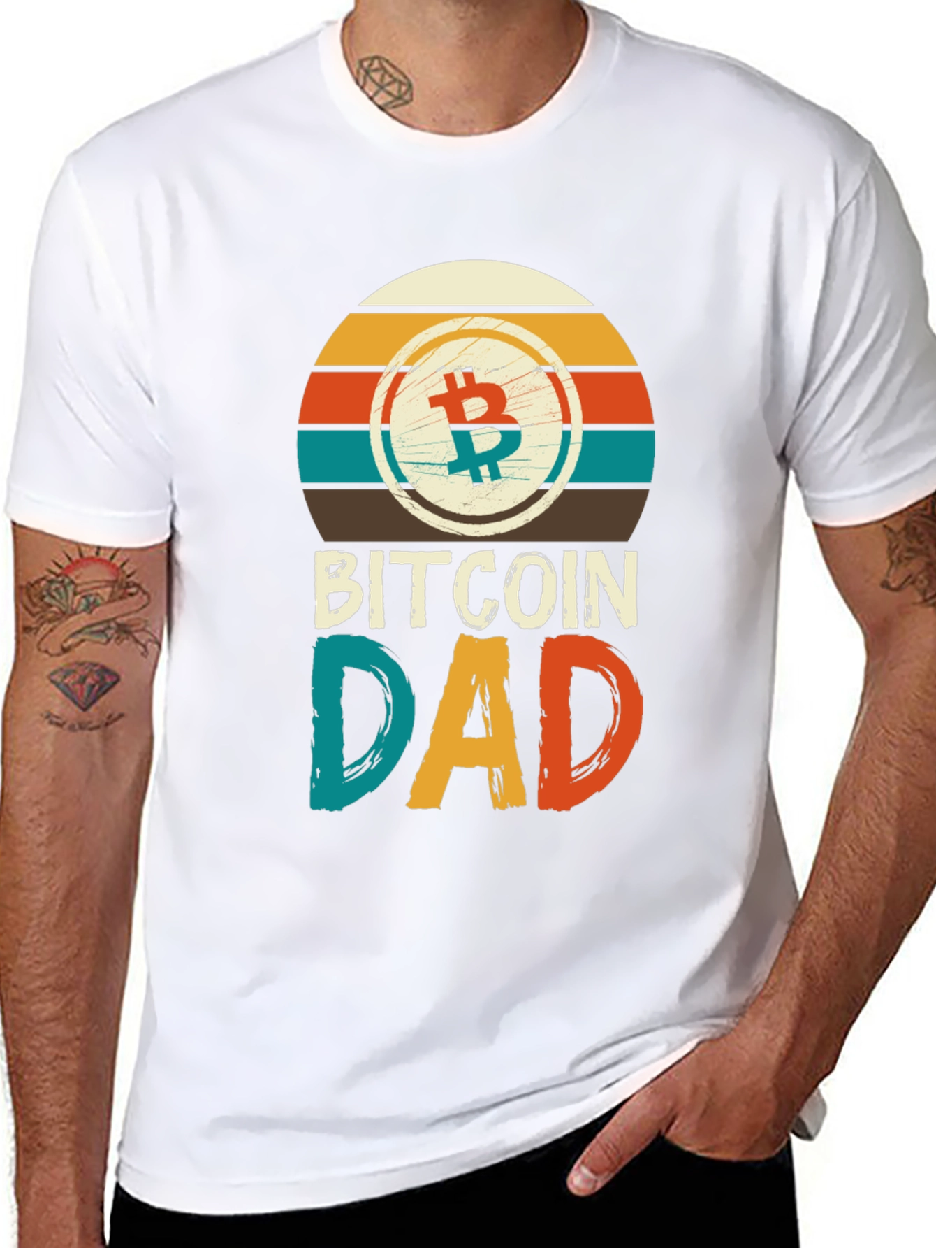 Bitcoin Dad Retro T-Shirt Crypto Father Gift Tee