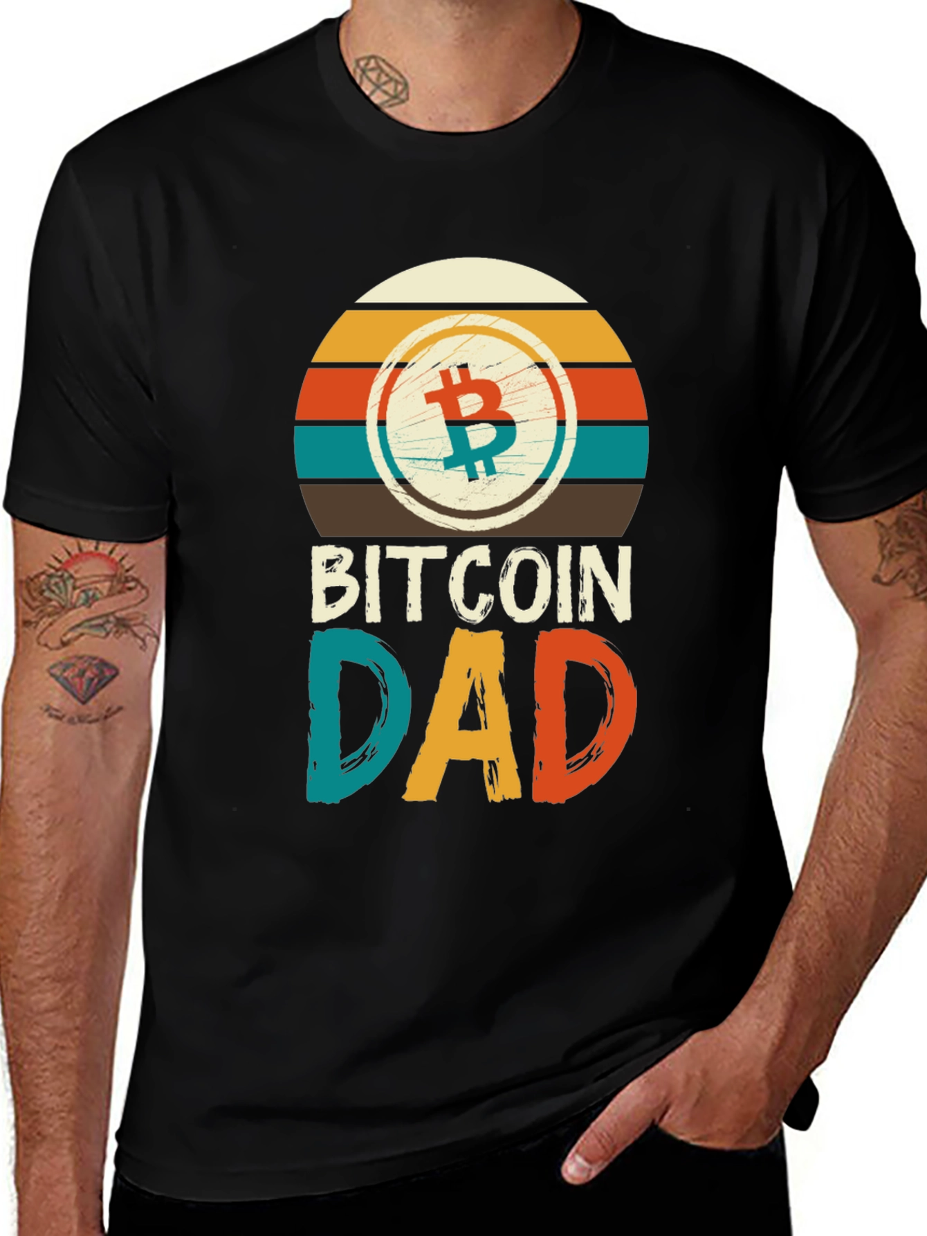Bitcoin Dad Retro T-Shirt Crypto Father Gift Tee