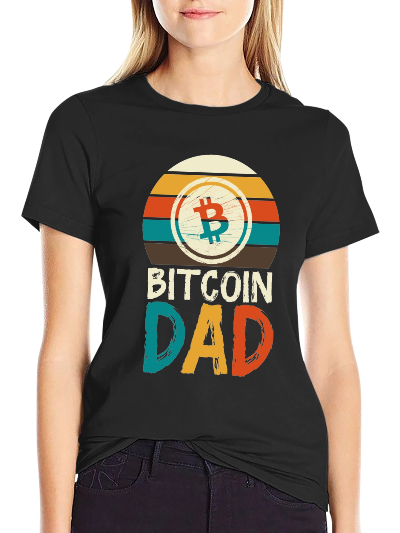 Bitcoin Dad Retro T-Shirt Crypto Father Gift Tee