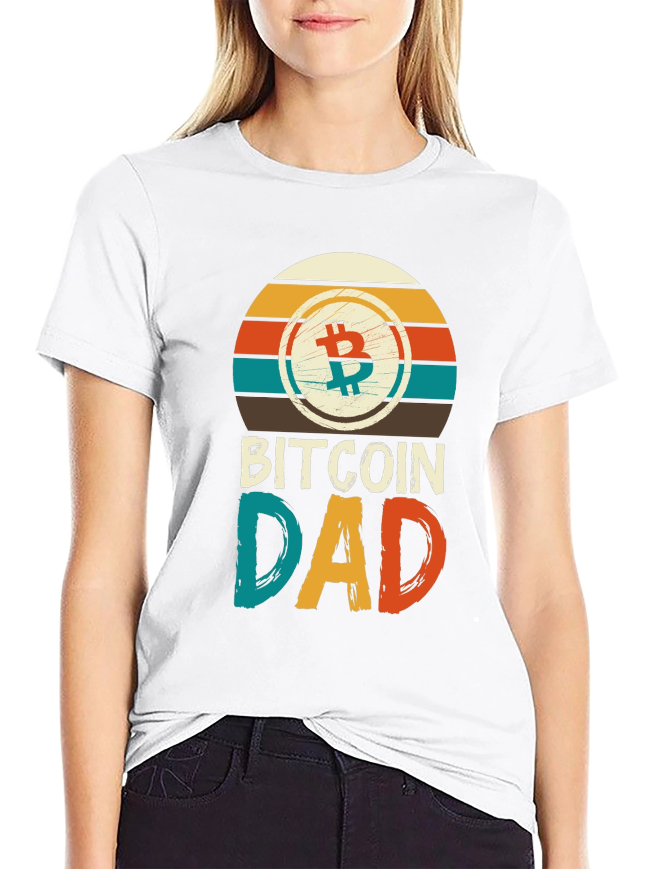 Bitcoin Dad Retro T-Shirt Crypto Father Gift Tee