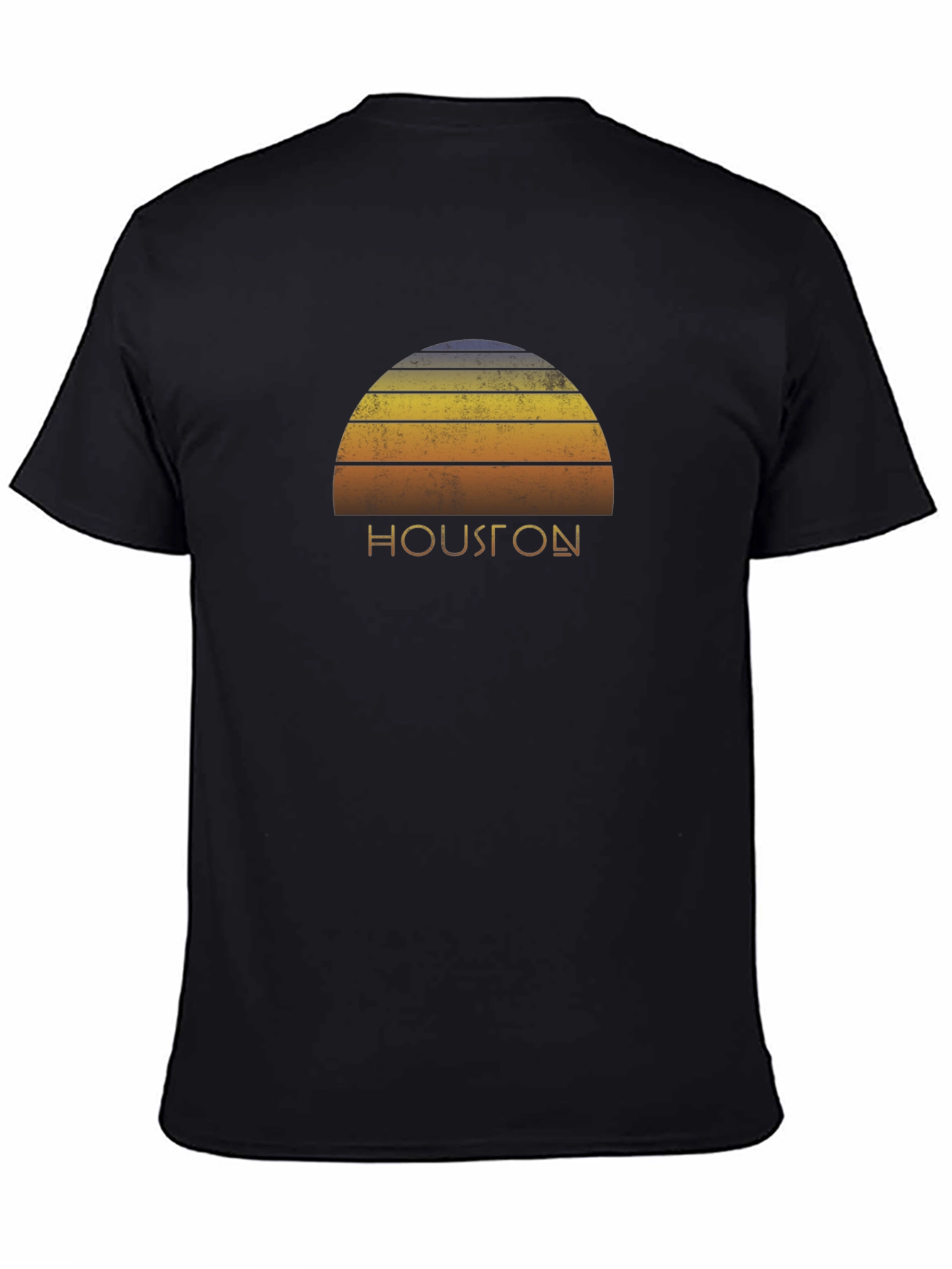 Retro Houston Sunset Graphic T-Shirt - Black